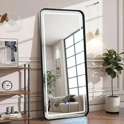 Glam Black Modest Floor Mirror