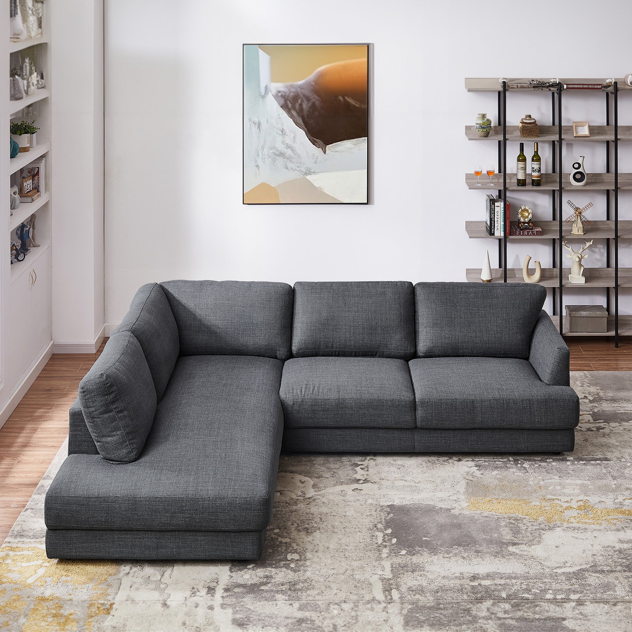 Glander Grey Fabric Left-Facing Sectional Sofa - Image 2