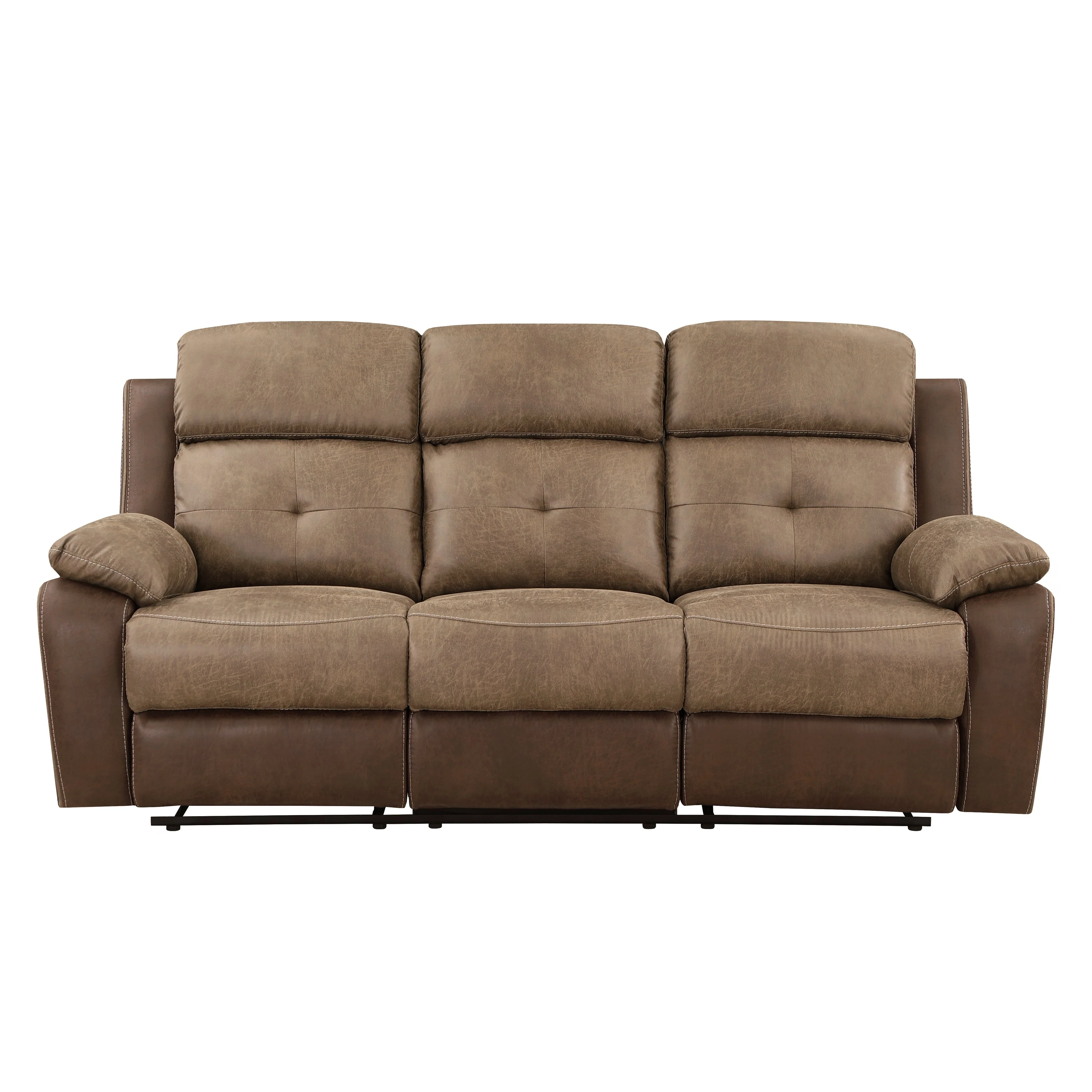 Glendale Brown Microfiber Double Reclining Living Room Set - Image 3