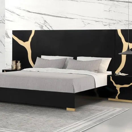 Goldsberg Black/Gold 4-Piece Queen Bedroom Set - Image 2