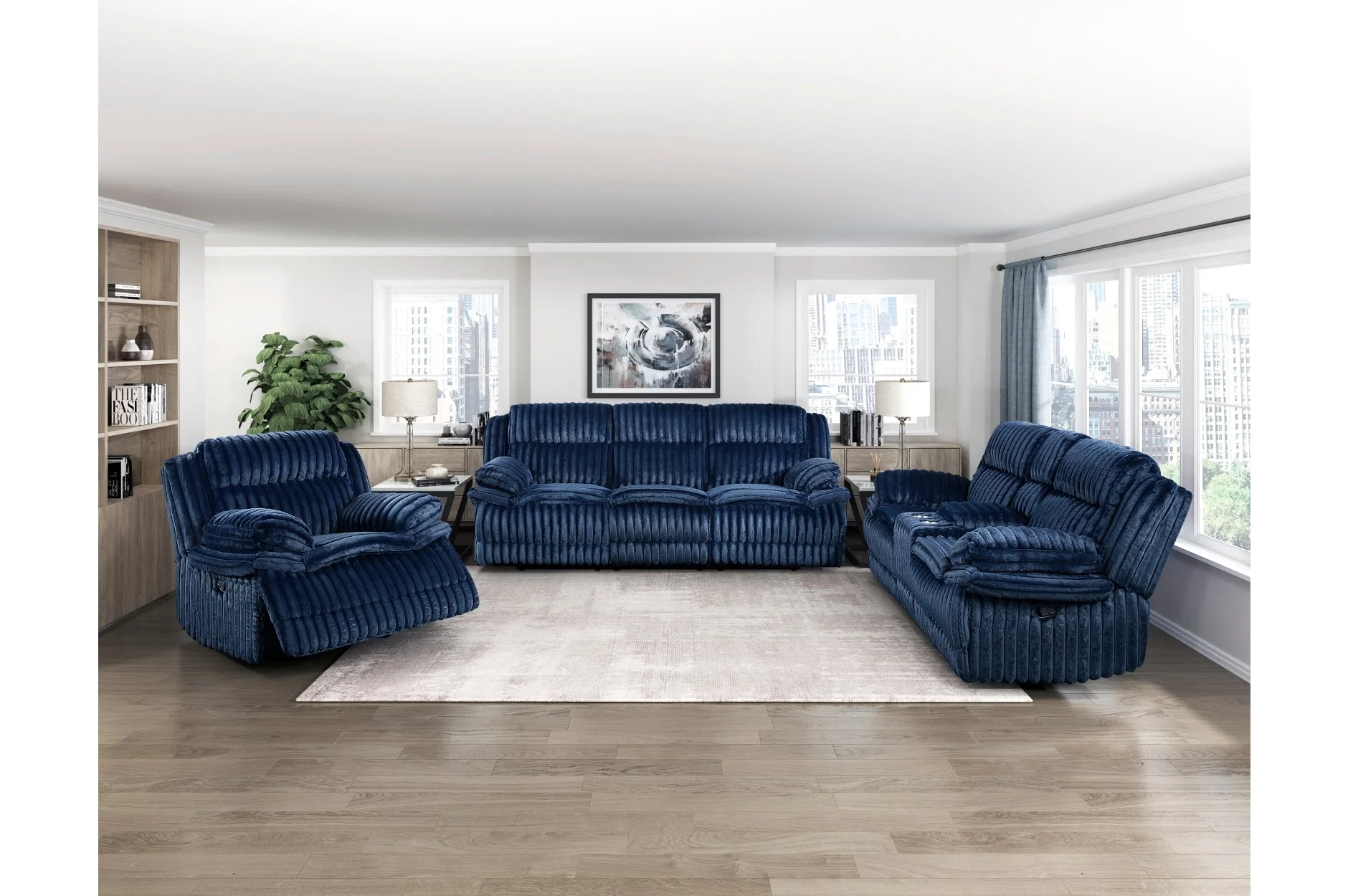 Goodland Blue Double Reclining Living Room Set
