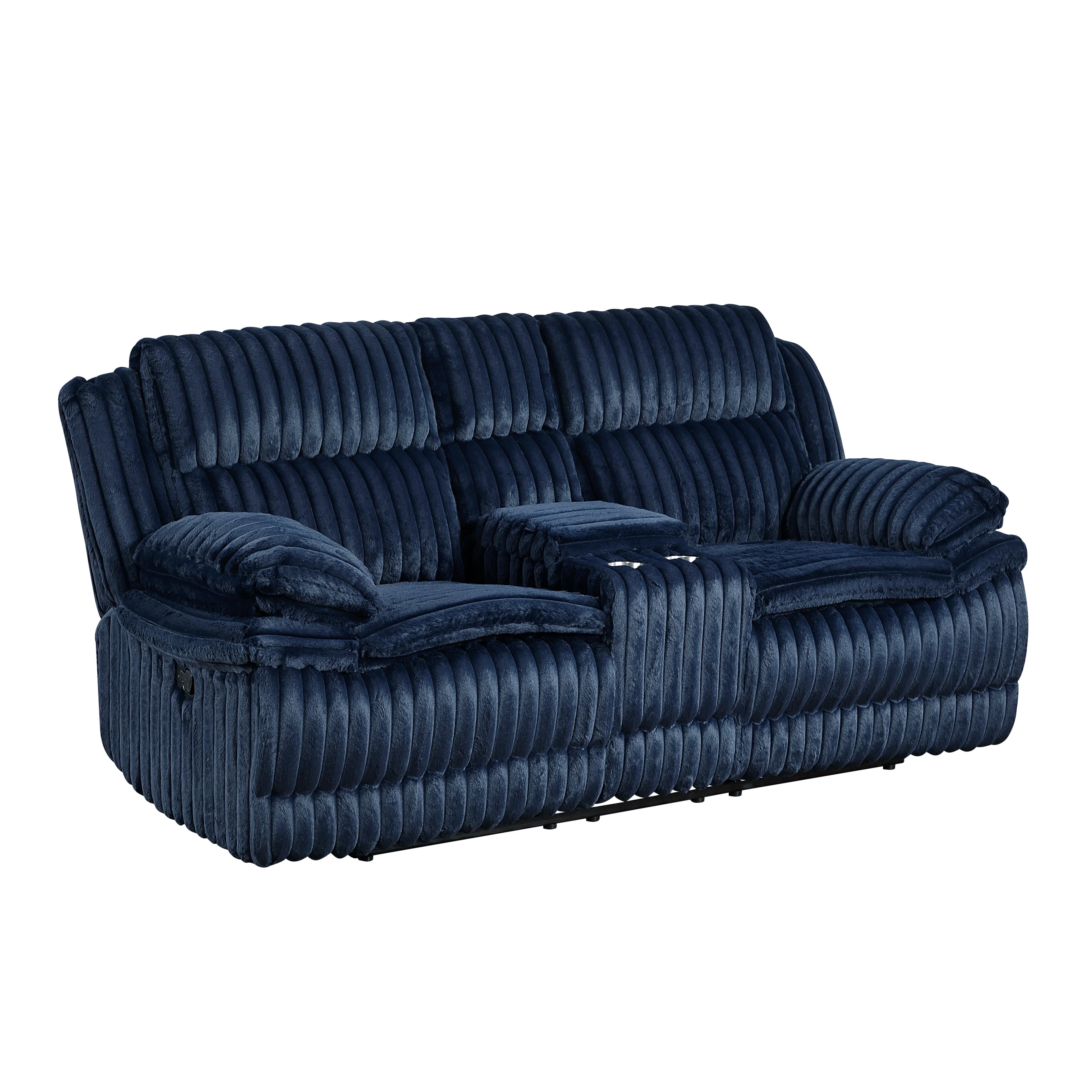 Goodland Blue Double Reclining Loveseat with Center Console
