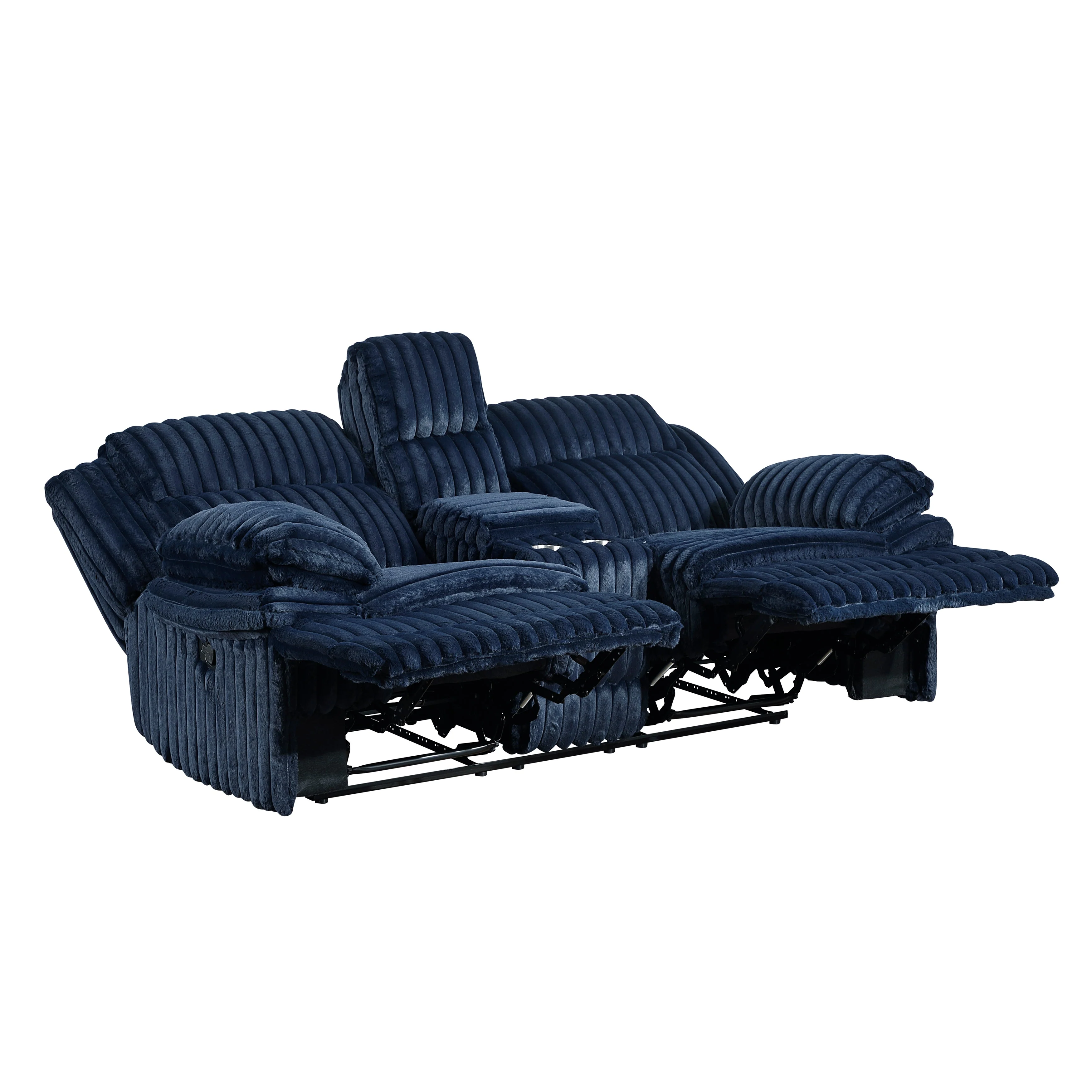 Goodland Blue Double Reclining Loveseat with Center Console - Image 4
