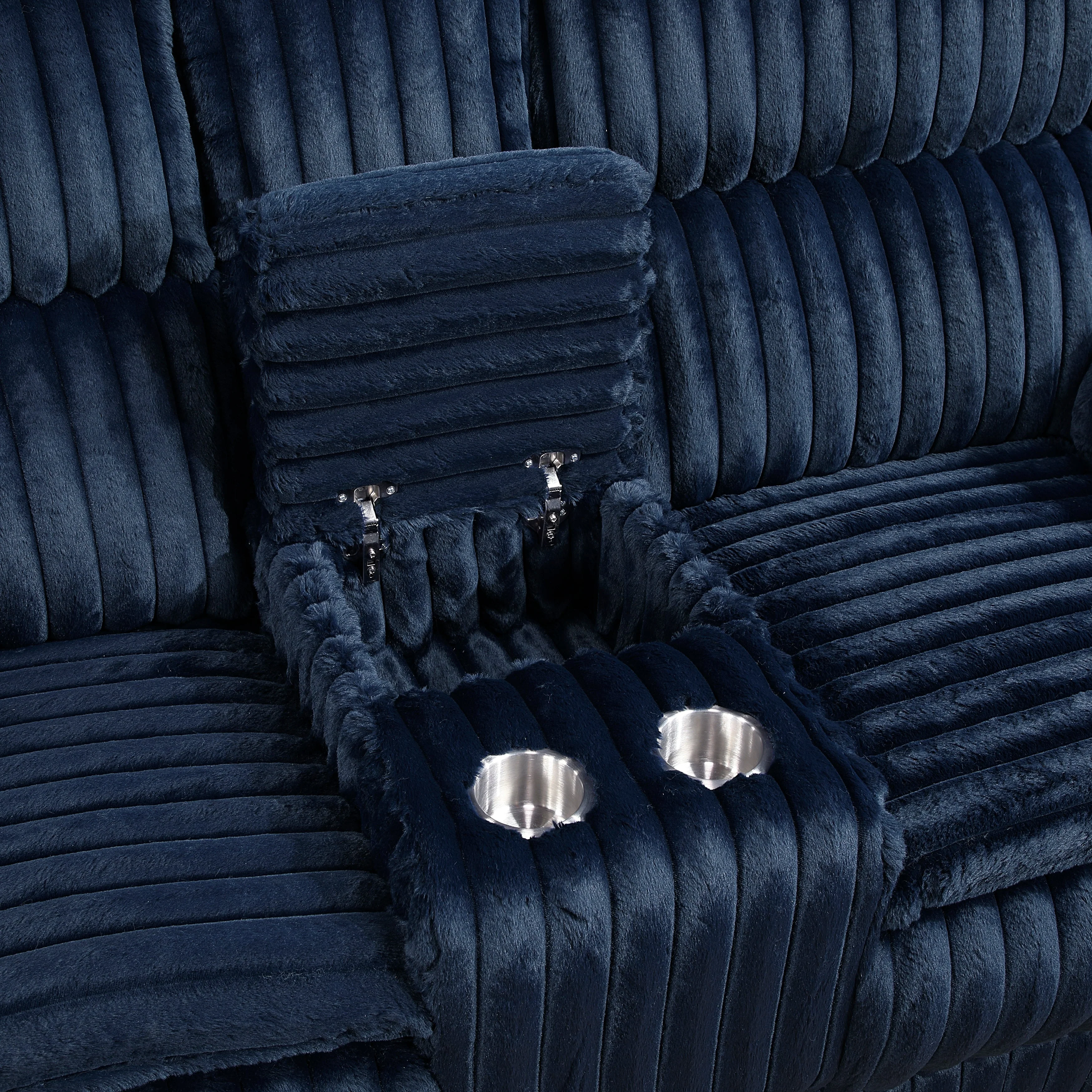Goodland Blue Double Reclining Loveseat with Center Console - Image 5
