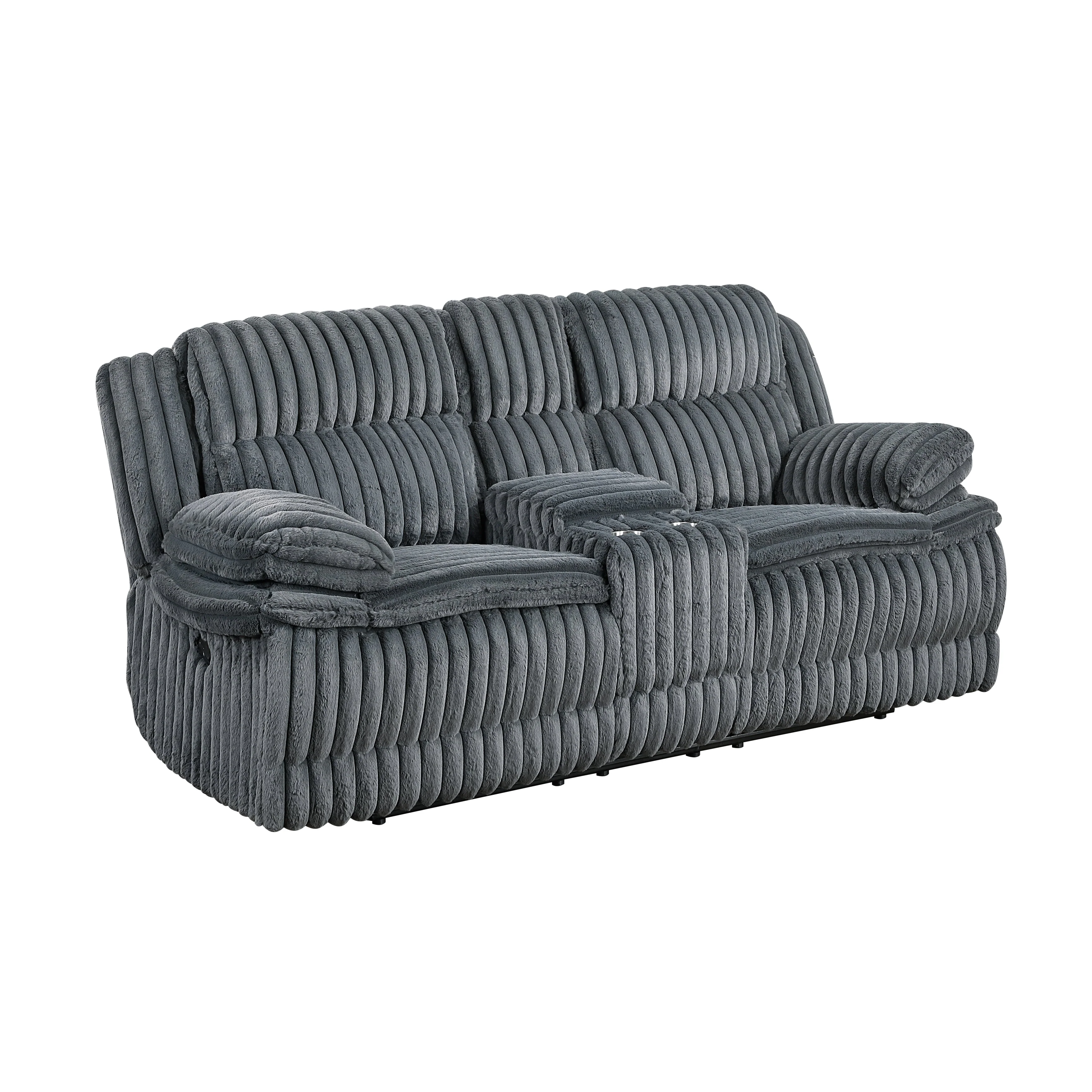 Goodland Dark Gray Double Reclining Loveseat with Center Console