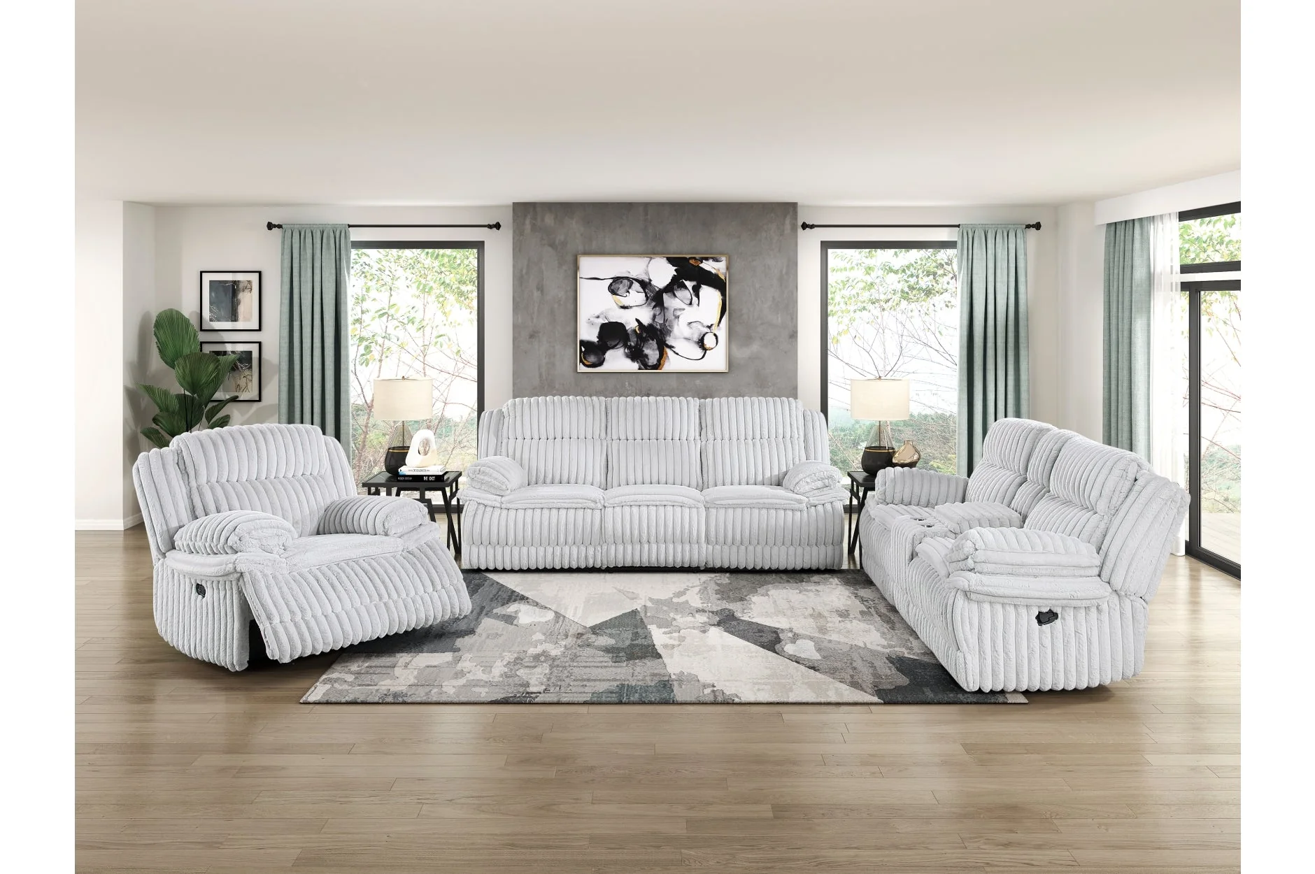 Goodland Gray Double Reclining Loveseat with Center Console - Image 9