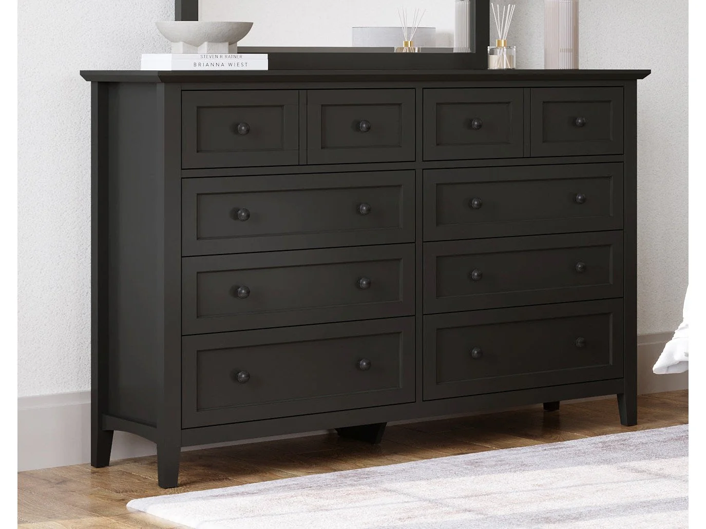 Grace Eight Drawer Dresser in Raven Black