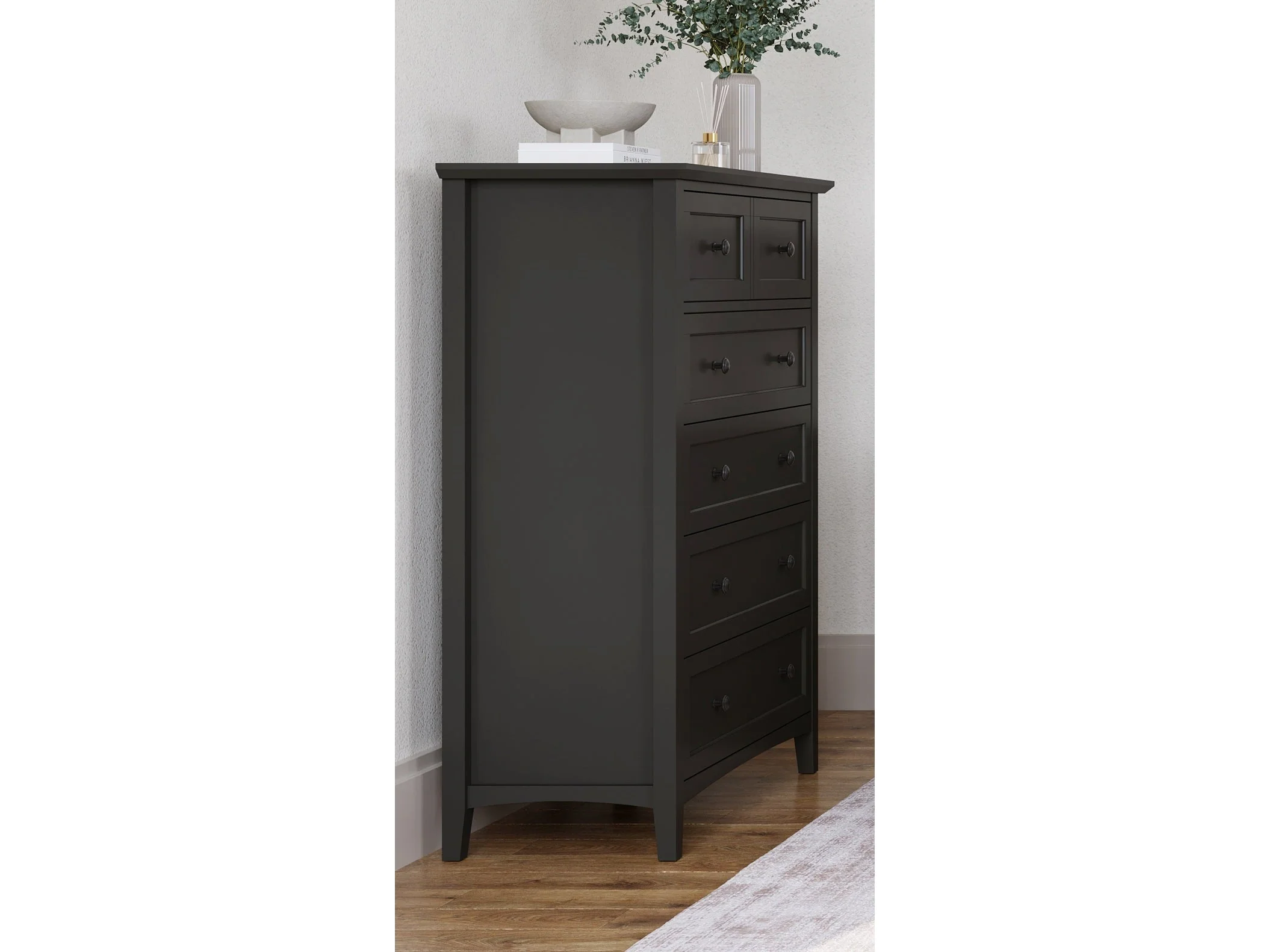 Grace Five Drawer Chest in Raven Black