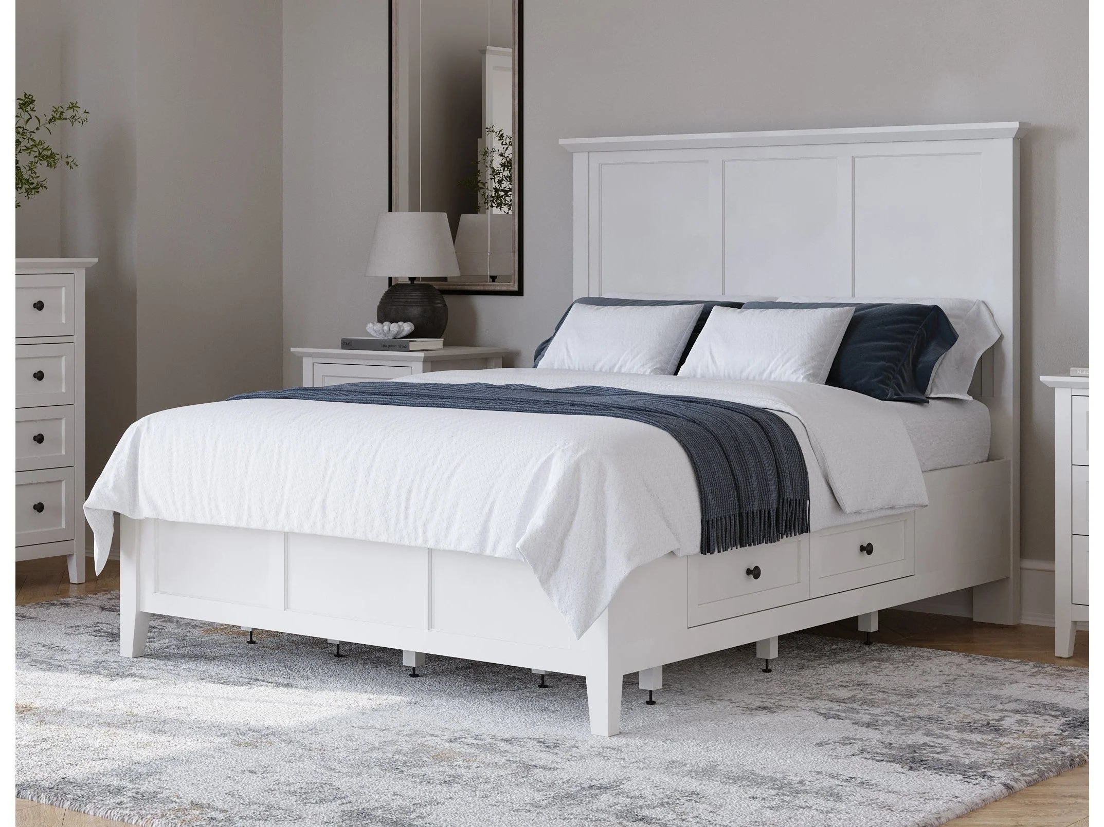 Grace Four Drawer Eastern King Platform Storage Bed in Snowfall White
