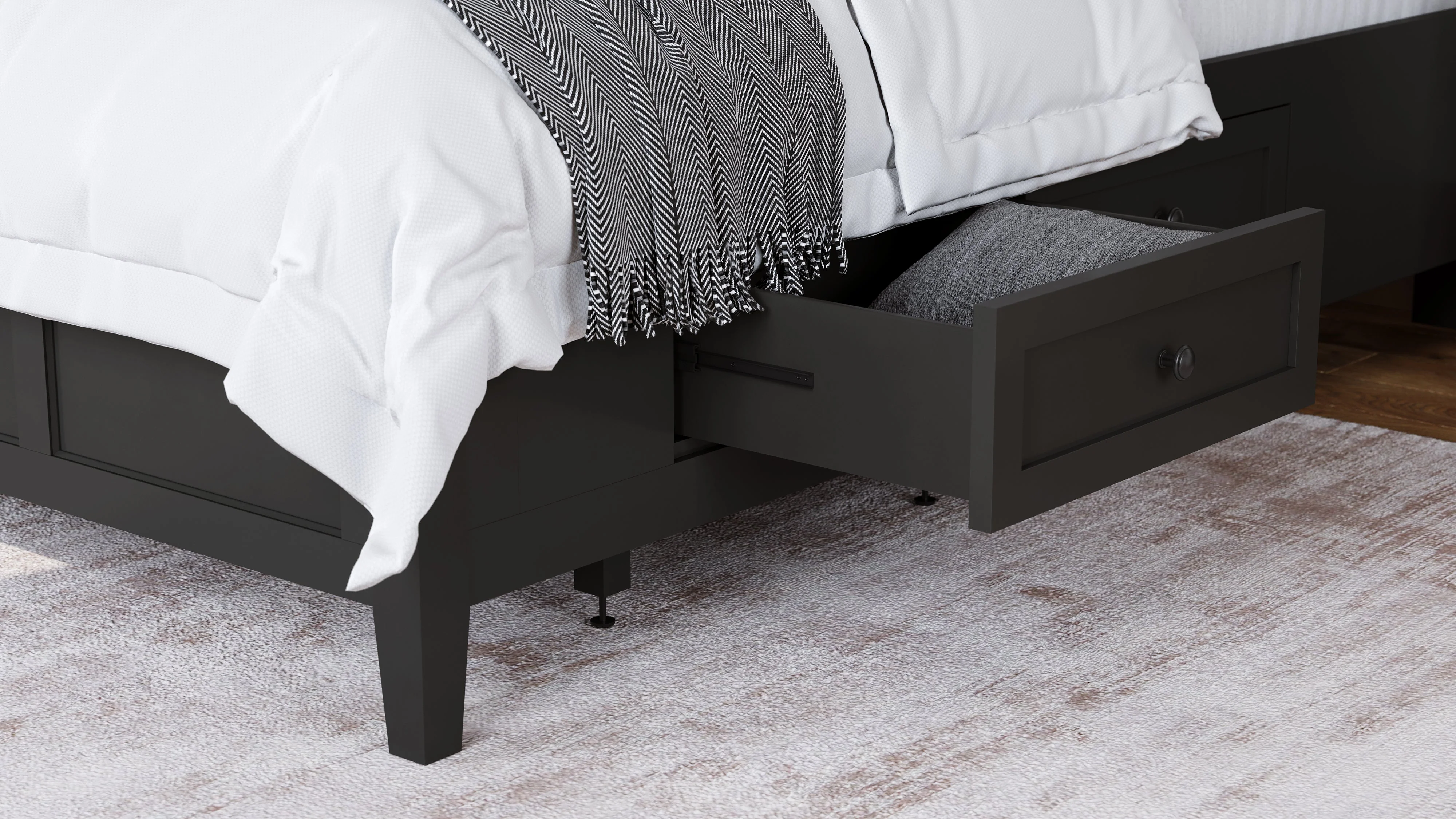 Grace Four Drawer Full Platform Storage Bed in Raven Black - Image 2