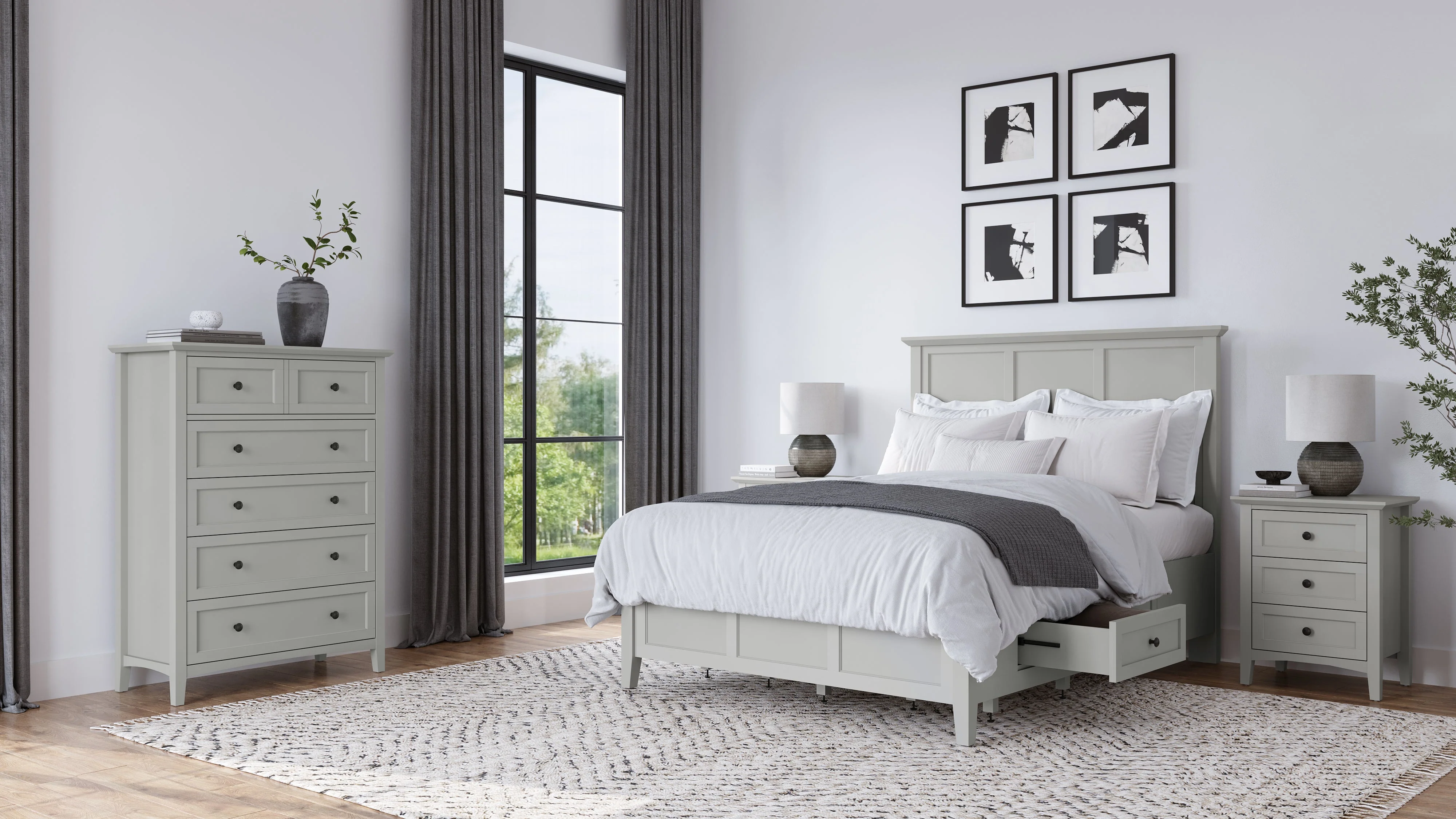 Grace Three Drawer Nightstand in Elephant Grey - Image 9