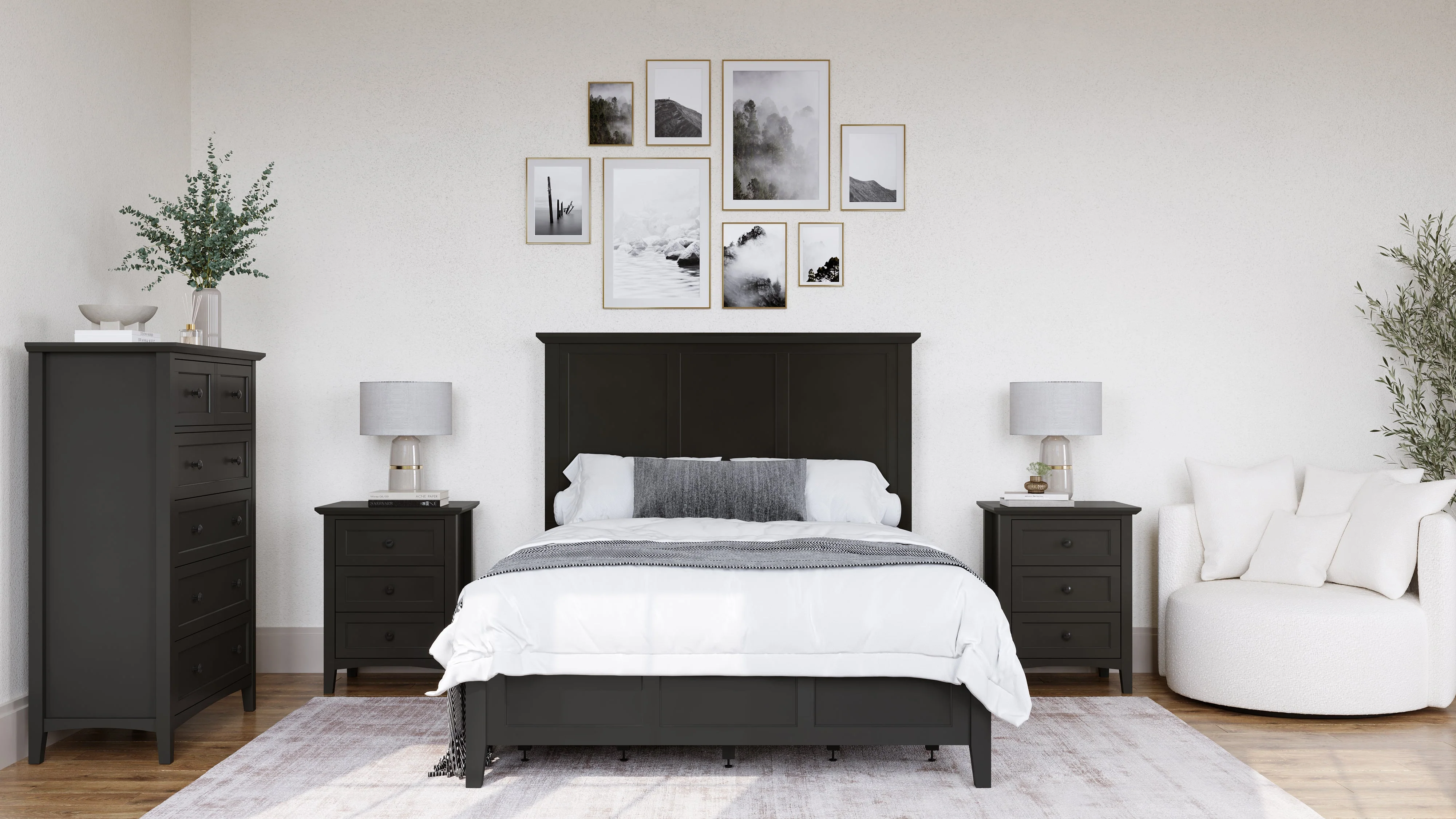 Grace Three Drawer Nightstand in Raven Black - Image 12