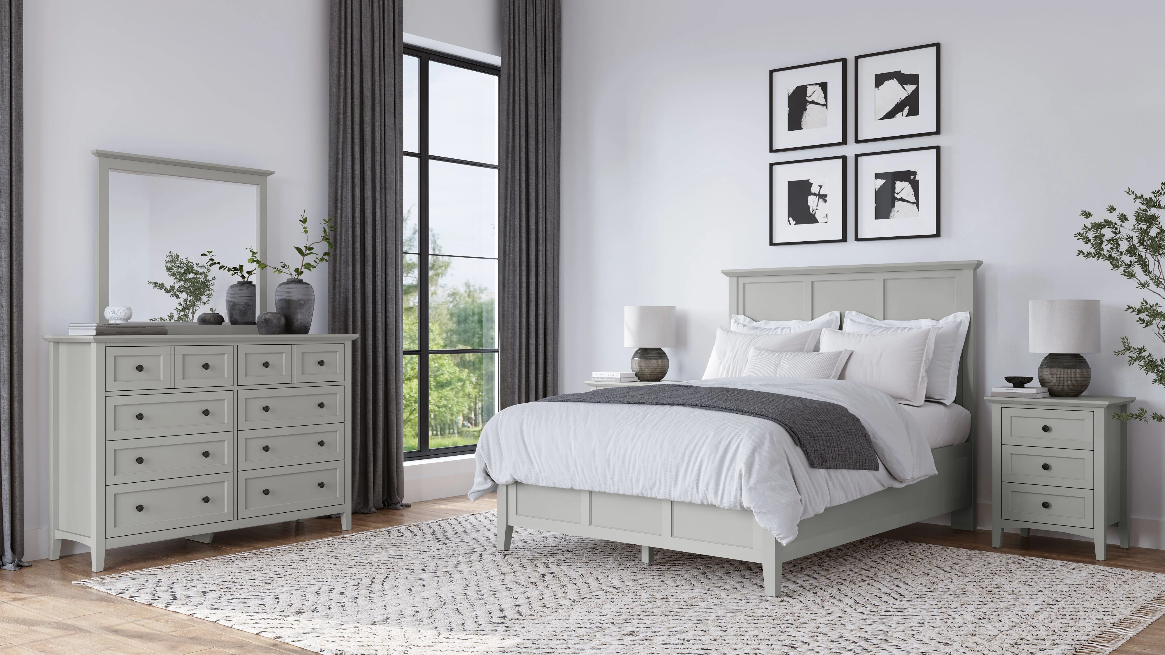Grace Three Eastern King Panel Bed in Elephant Grey - Image 9