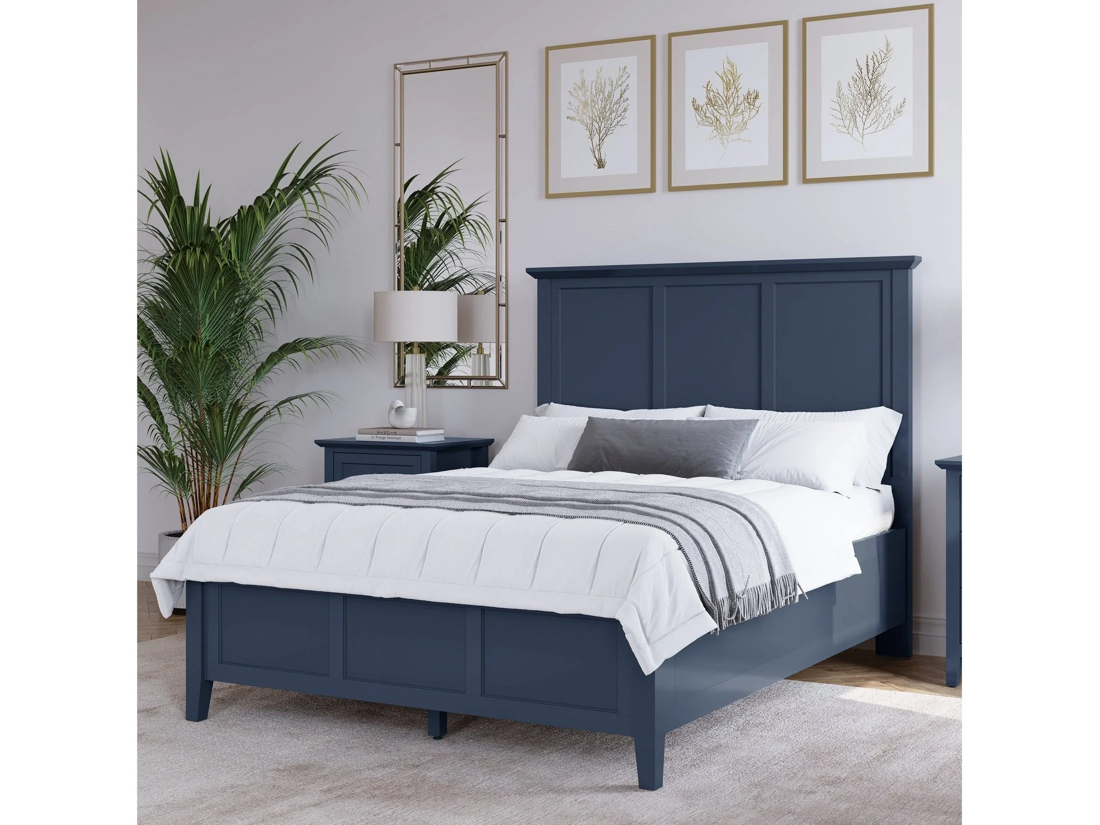Grace Three Full Panel Bed in Blueberry