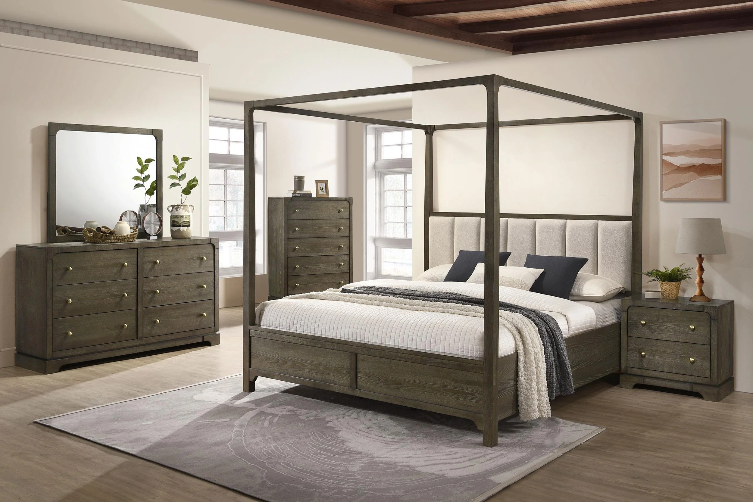 Gran Park Dark Cocoa Eastern King Four Poster Canopy Bed - Image 5