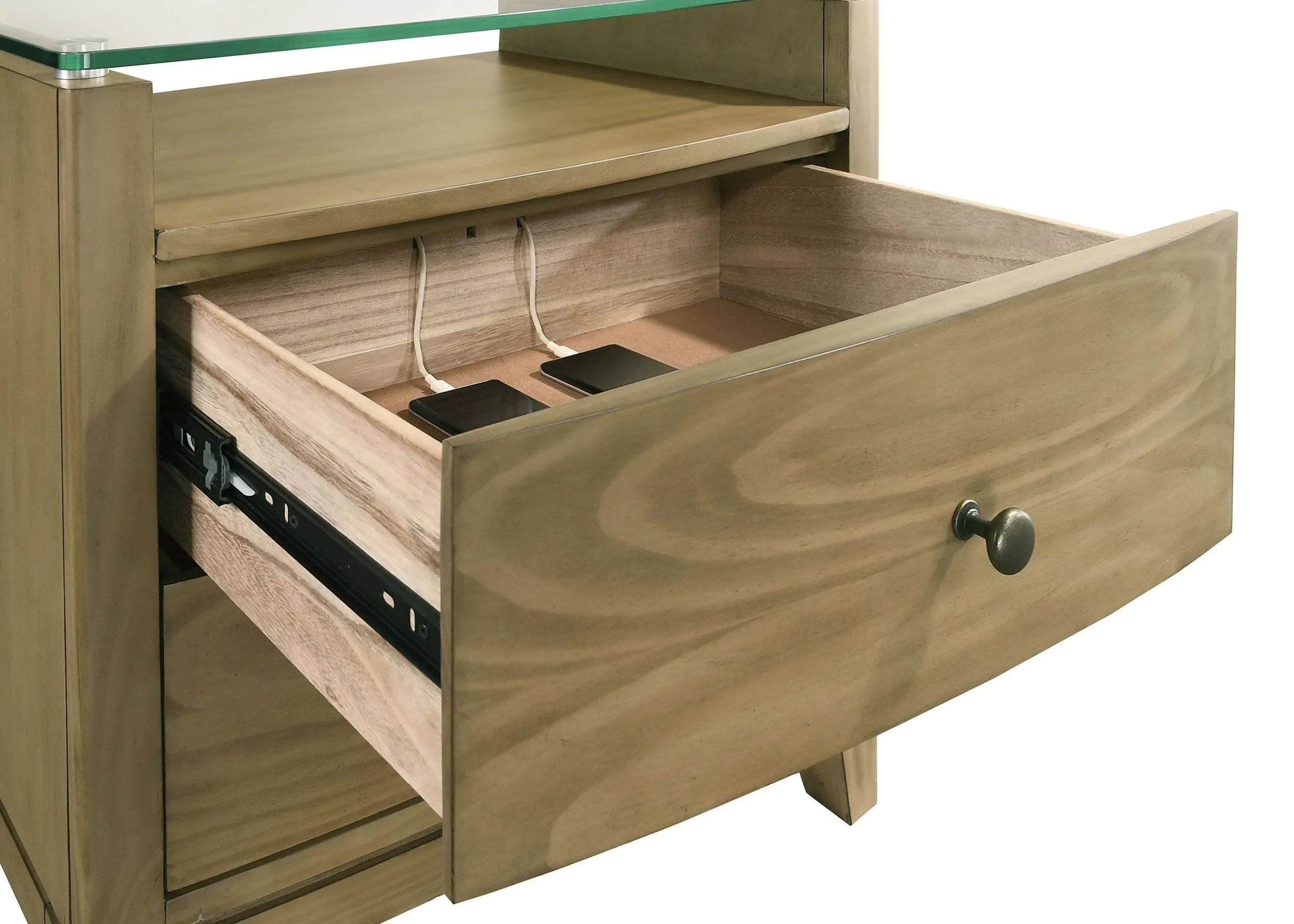 Granada Natural Pine 2-drawer Glass Top Nightstand - Image 11