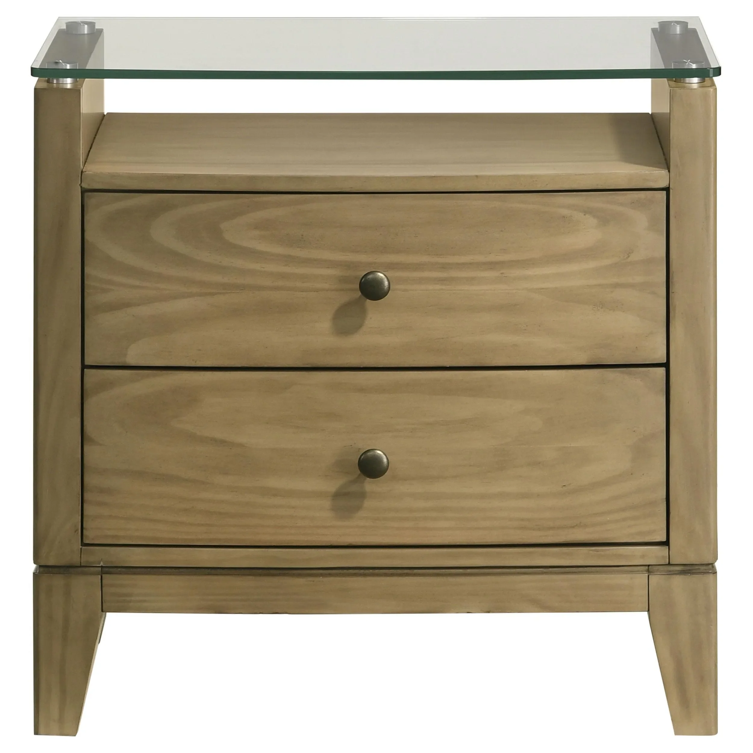 Granada Natural Pine 2-drawer Glass Top Nightstand - Image 2
