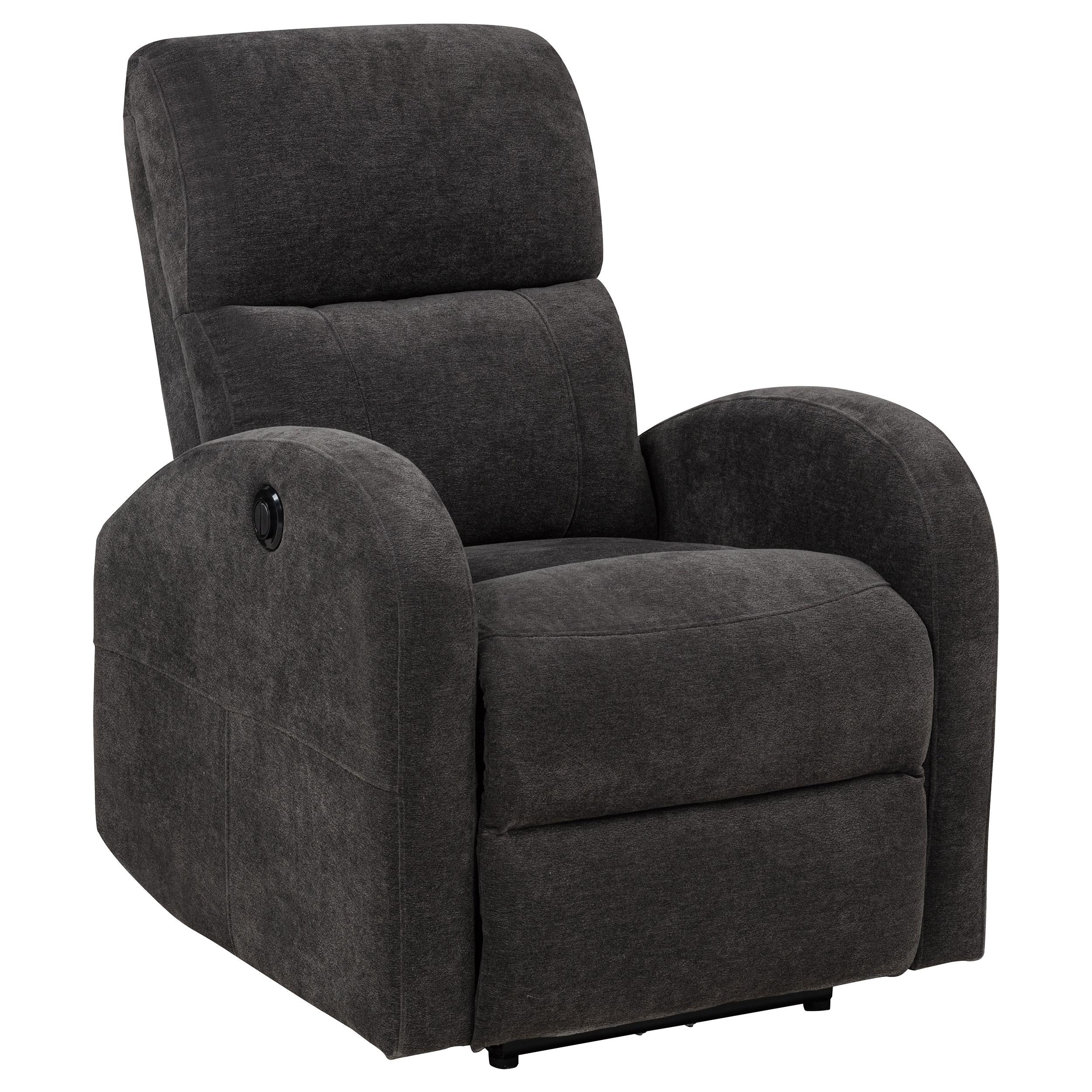 Grant Charcoal Gray Fabric Upholstered Power Recliner Chair - Image 3