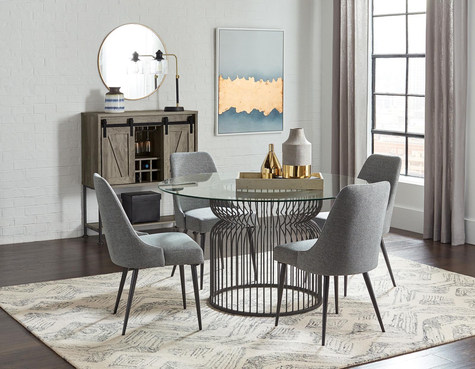 Granvia Clear and Gunmetal Round Glass Top Dining Table - Image 2
