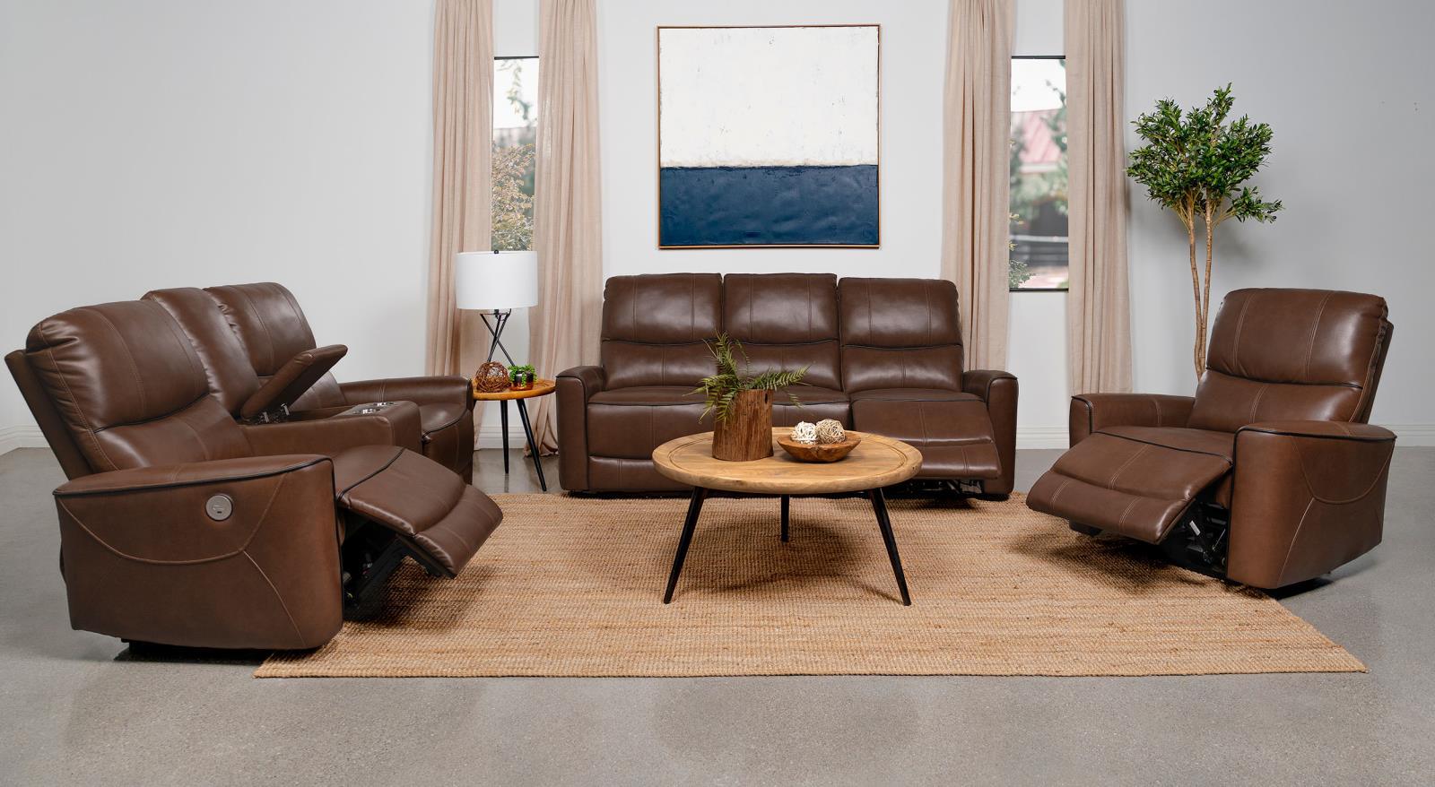 Greenfield Saddle Brown Upholstered Power Recliner Chair - Image 11