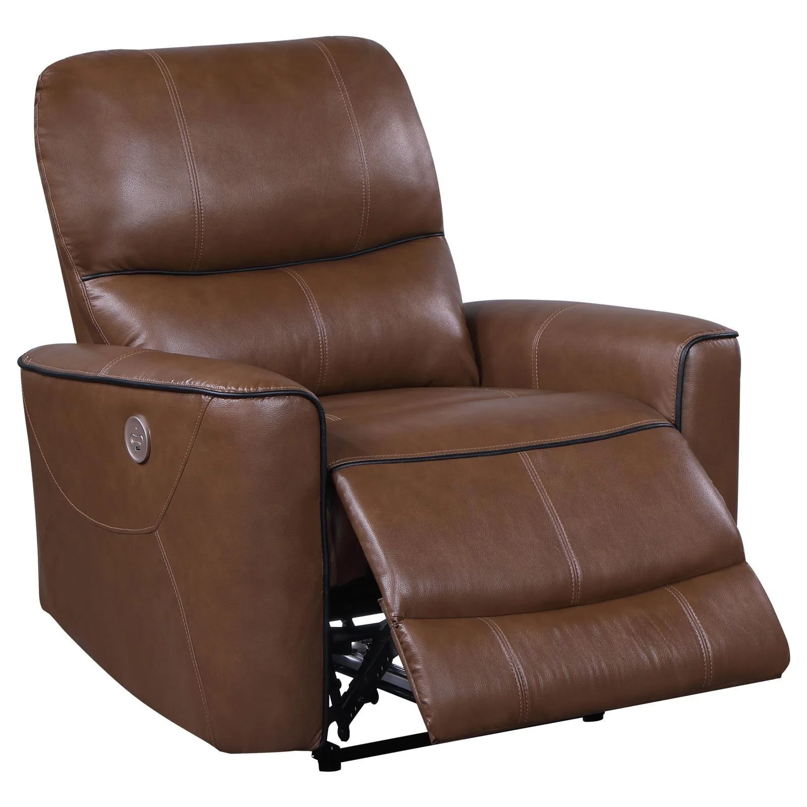 Greenfield Saddle Brown Upholstered Power Recliner Chair - Image 2