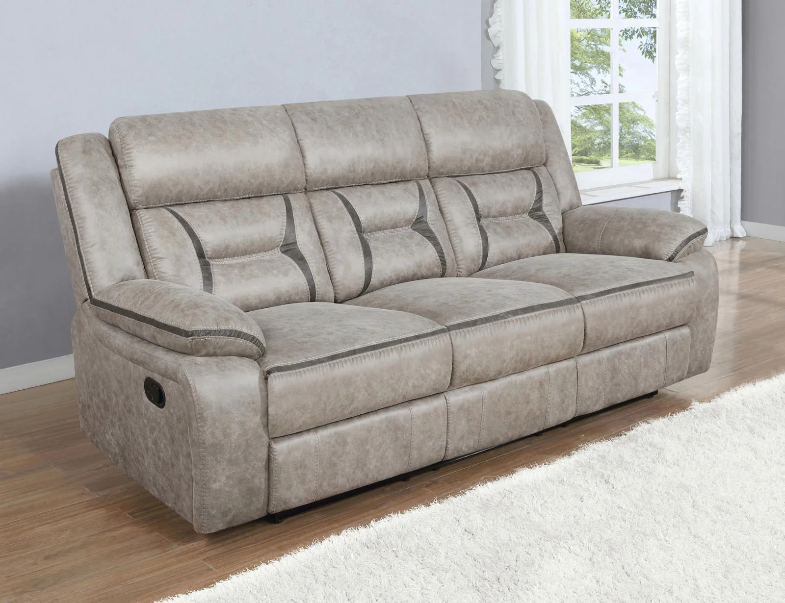 Greer Taupe 3-Piece Upholstered Tufted Living Room Set - Image 2