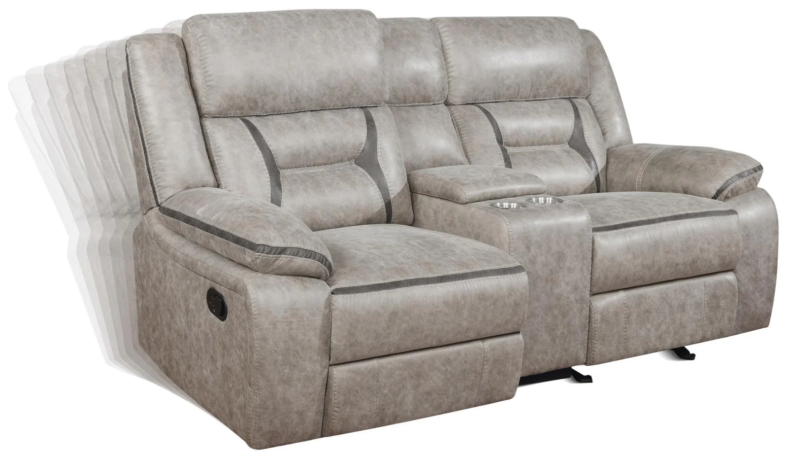 Greer Taupe Upholstered Tufted Reclining Living Room Set - Image 12