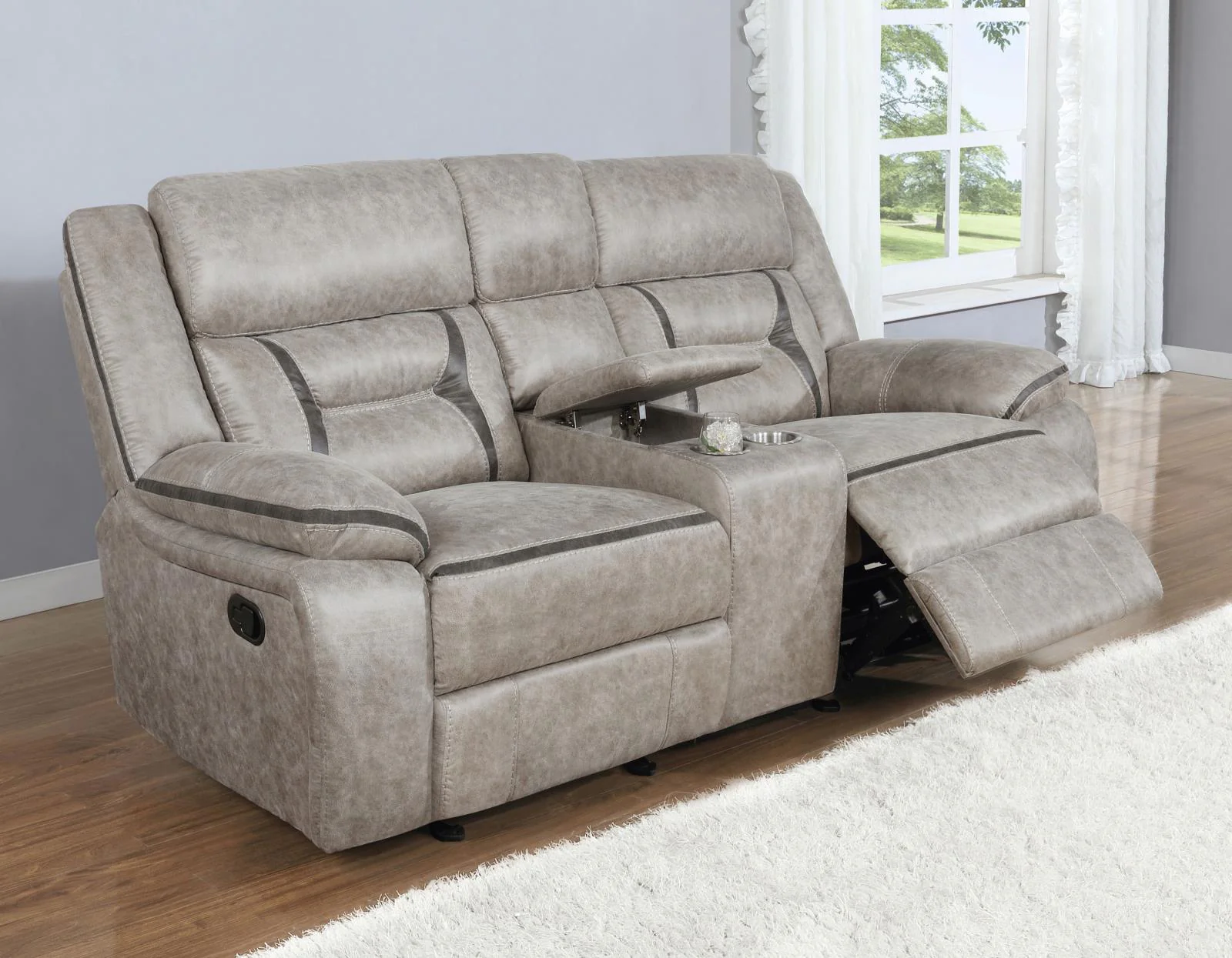 Greer Upholstered Tufted Back Glider Loveseat - Image 2