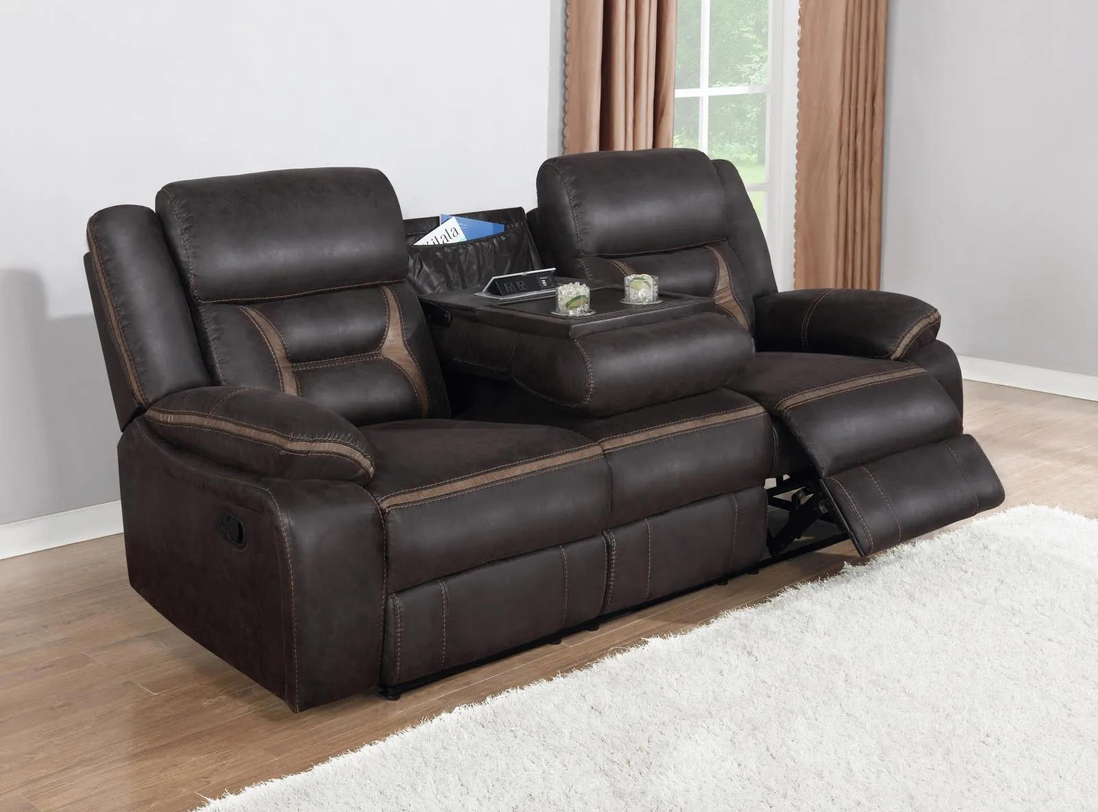 Greer Upholstered Tufted Back Motion Sofa - Image 3