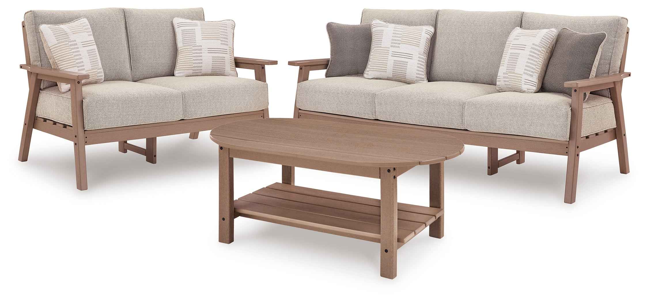 Grover Beach Driftwood Outdoor Sofa, Loveseat, and Coffee Table