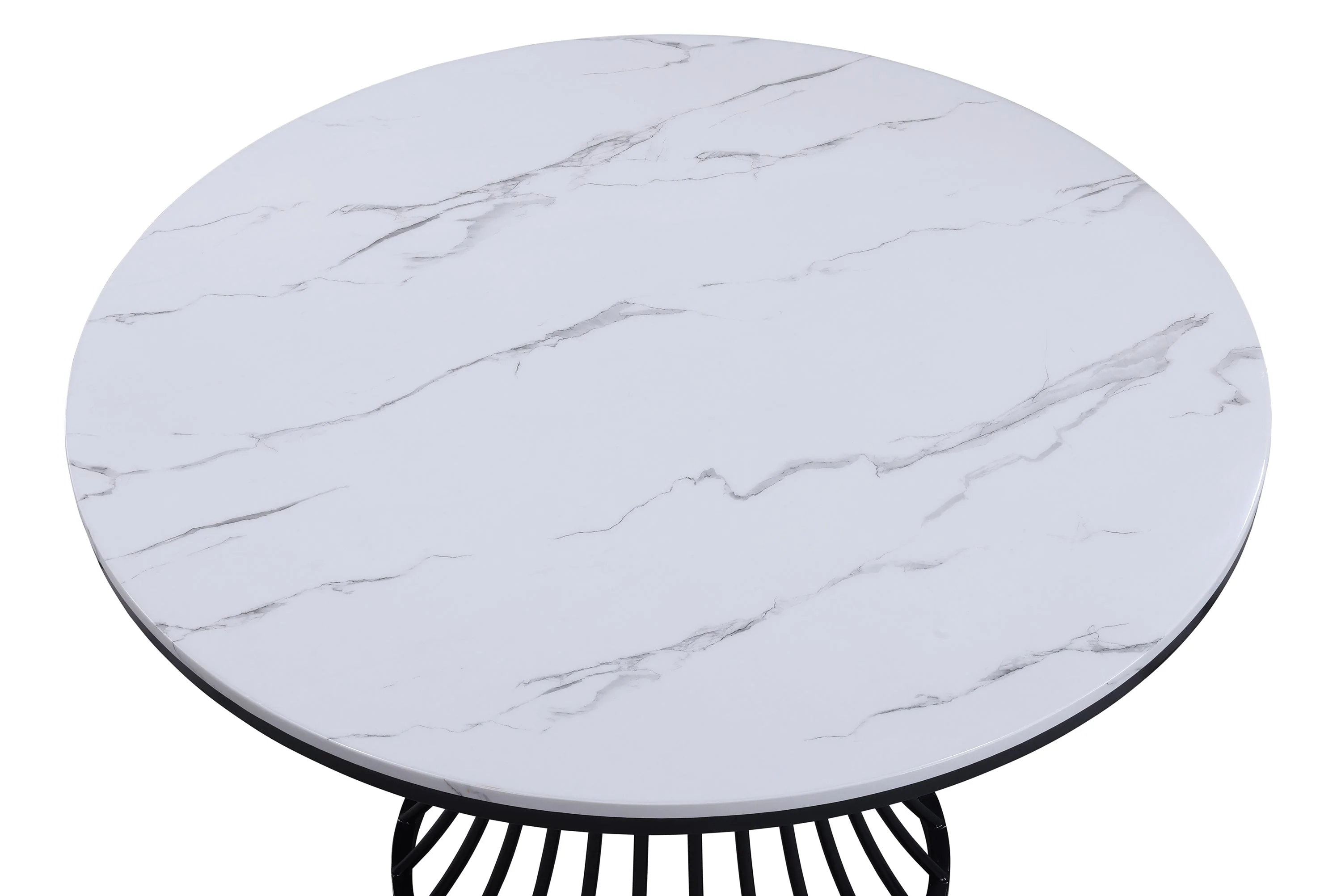 Hadley Black and White Faux Marble Top Round Dining Set - Image 4