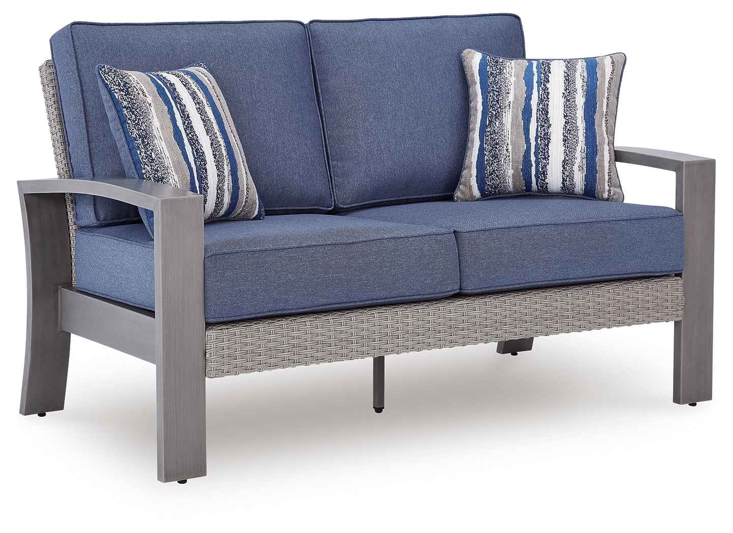 Half Moon Beach Blue/Gray Outdoor Loveseat with Cushion - Image 2