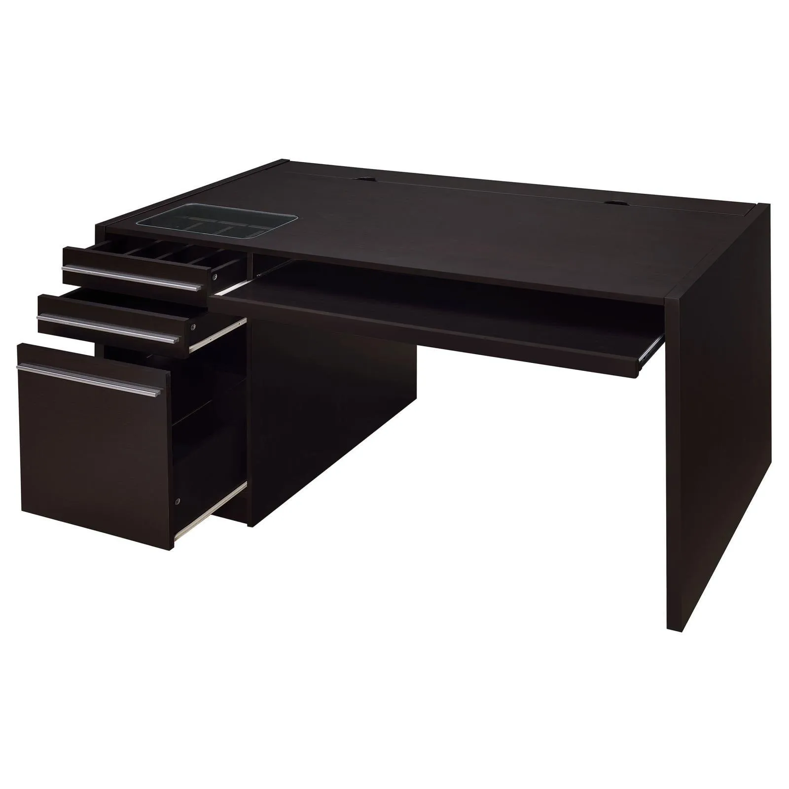 Halston Cappuccino 3-Drawer Connect-it Office Desk - Image 3