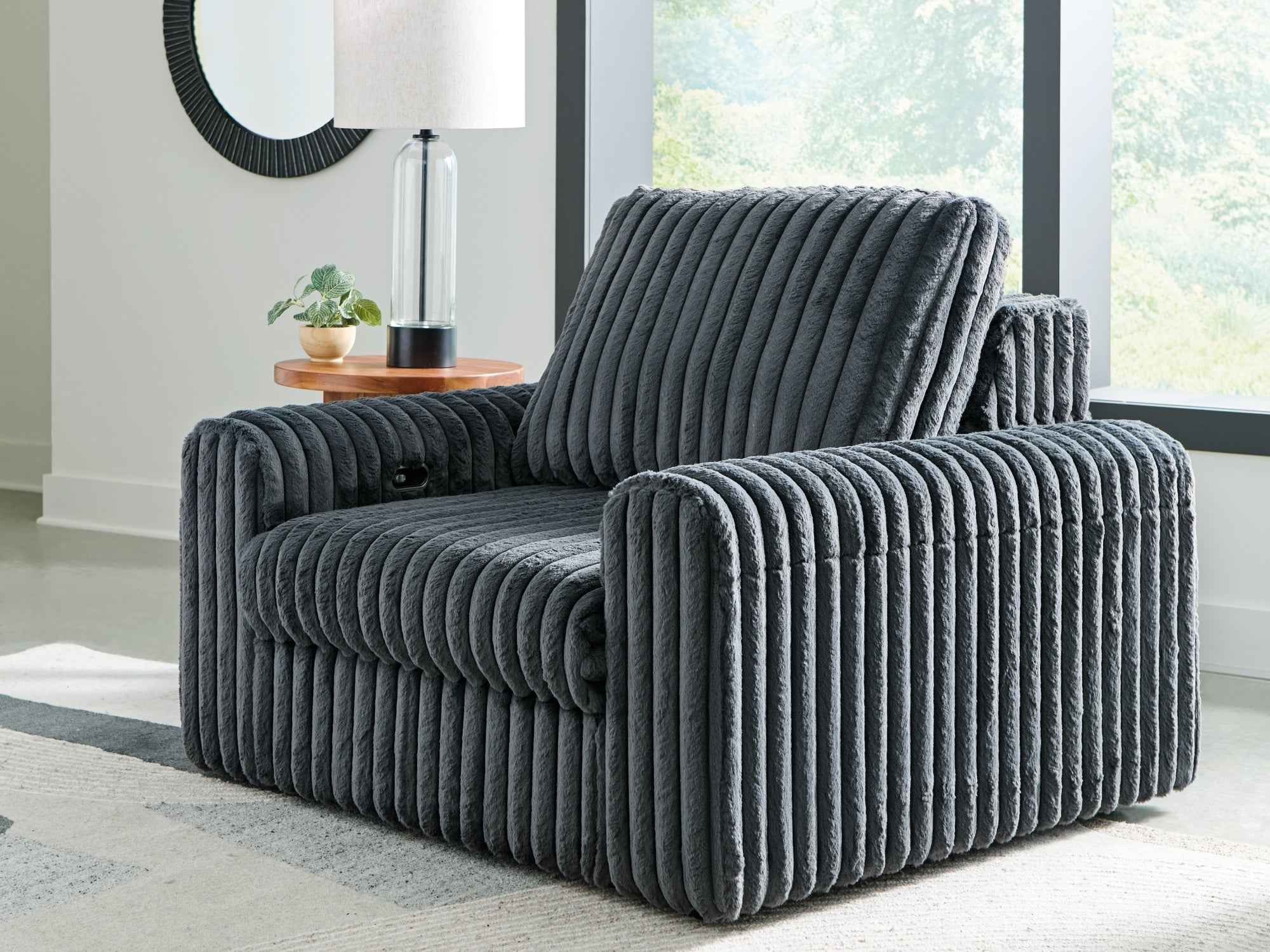 HamlinBay Gunmetal Power Gliding Chaise