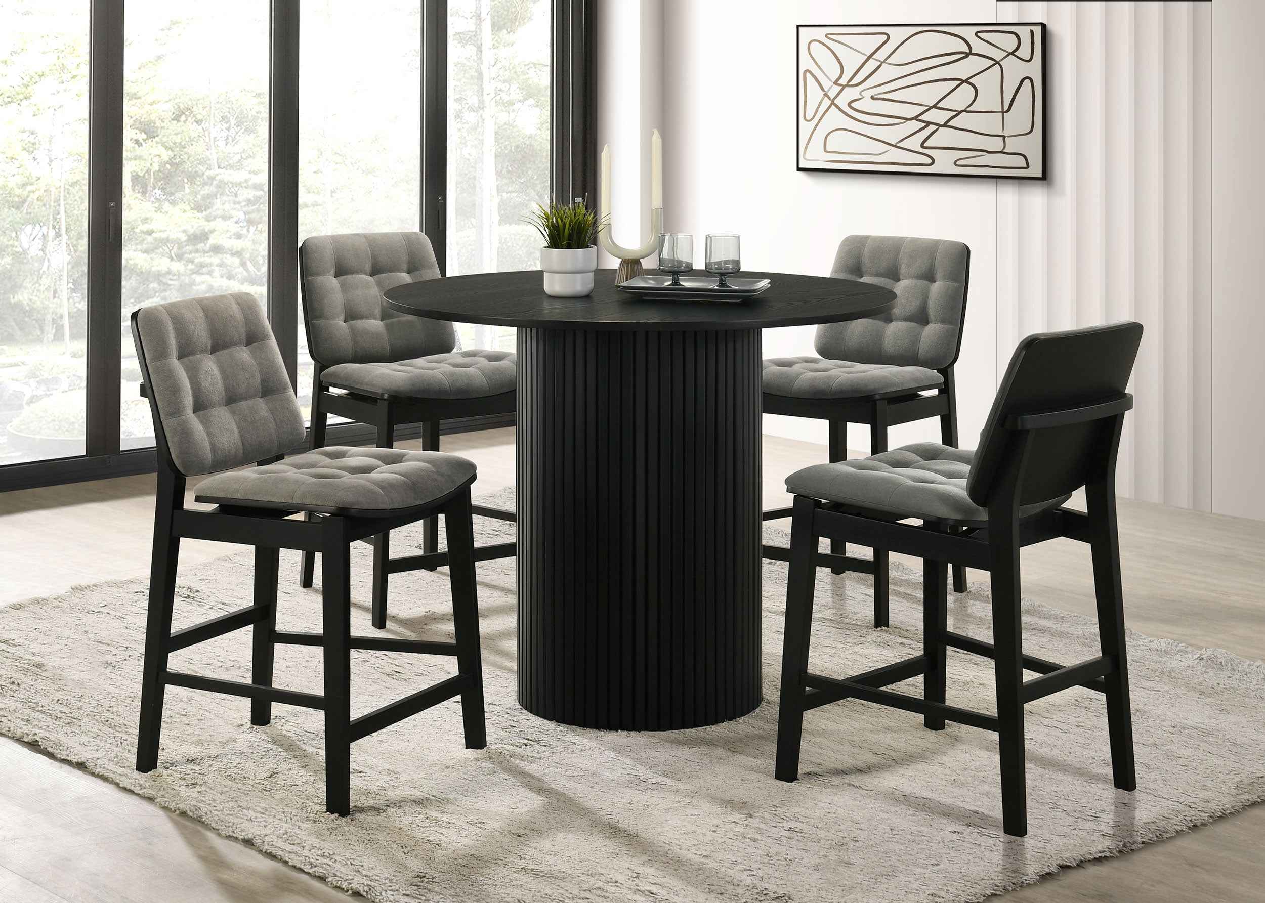 Hamlyn Black 43-inch Round Wood Counter Height Dining Table - Image 10
