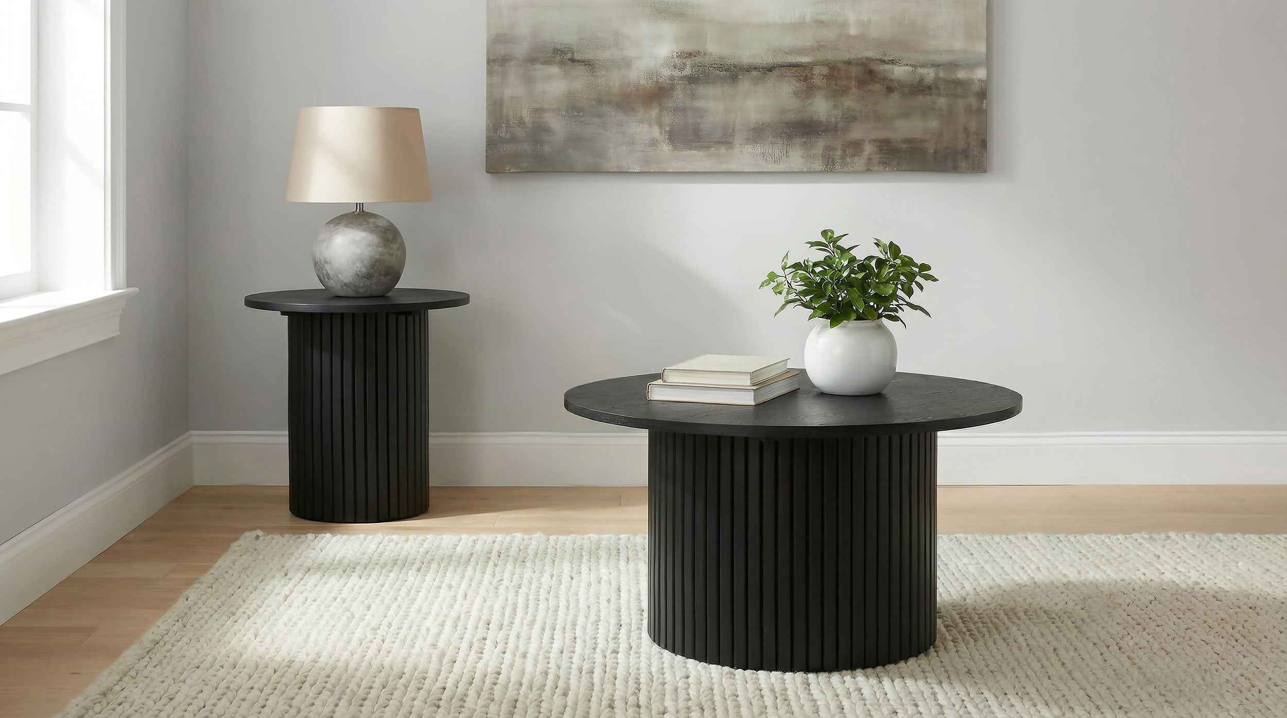 Hamlyn Black Round Fluted Occasional Side End Table - Image 7