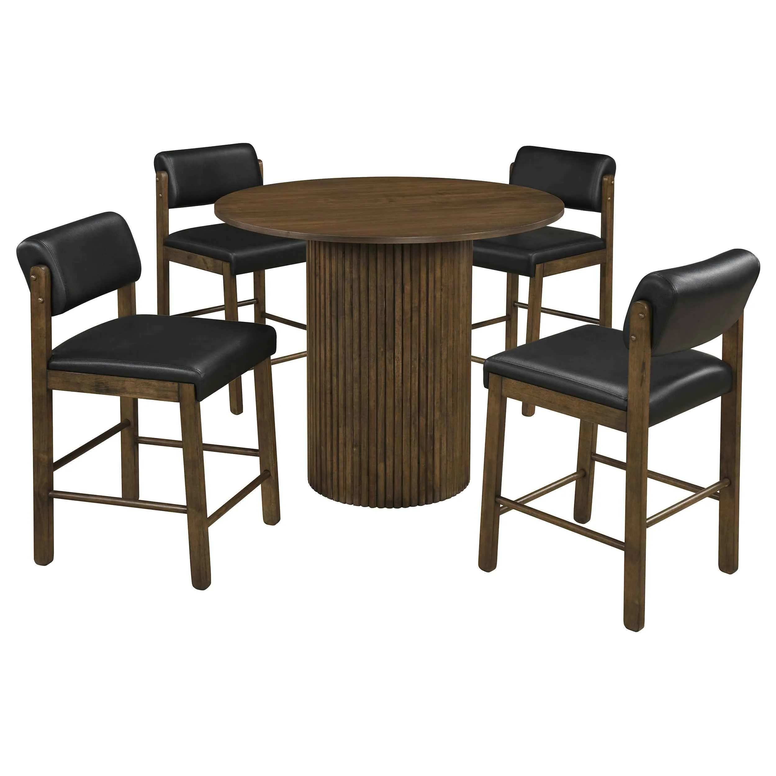 Hamlyn Black/Walnut 5-piece Round Wood Counter Height Dining Set