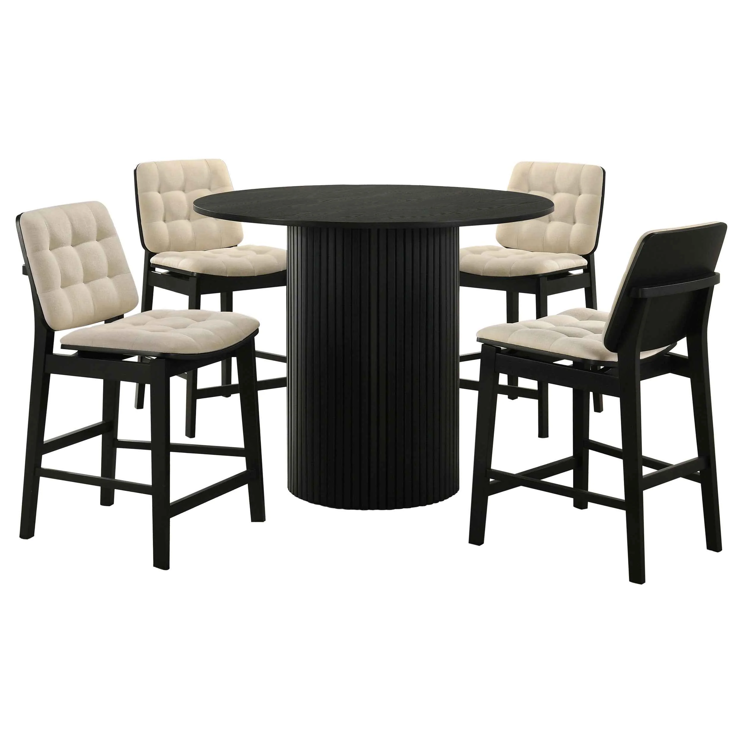 Hamlyn Cream/Black 5-piece Round Wood Counter Height Dining Set - Image 2