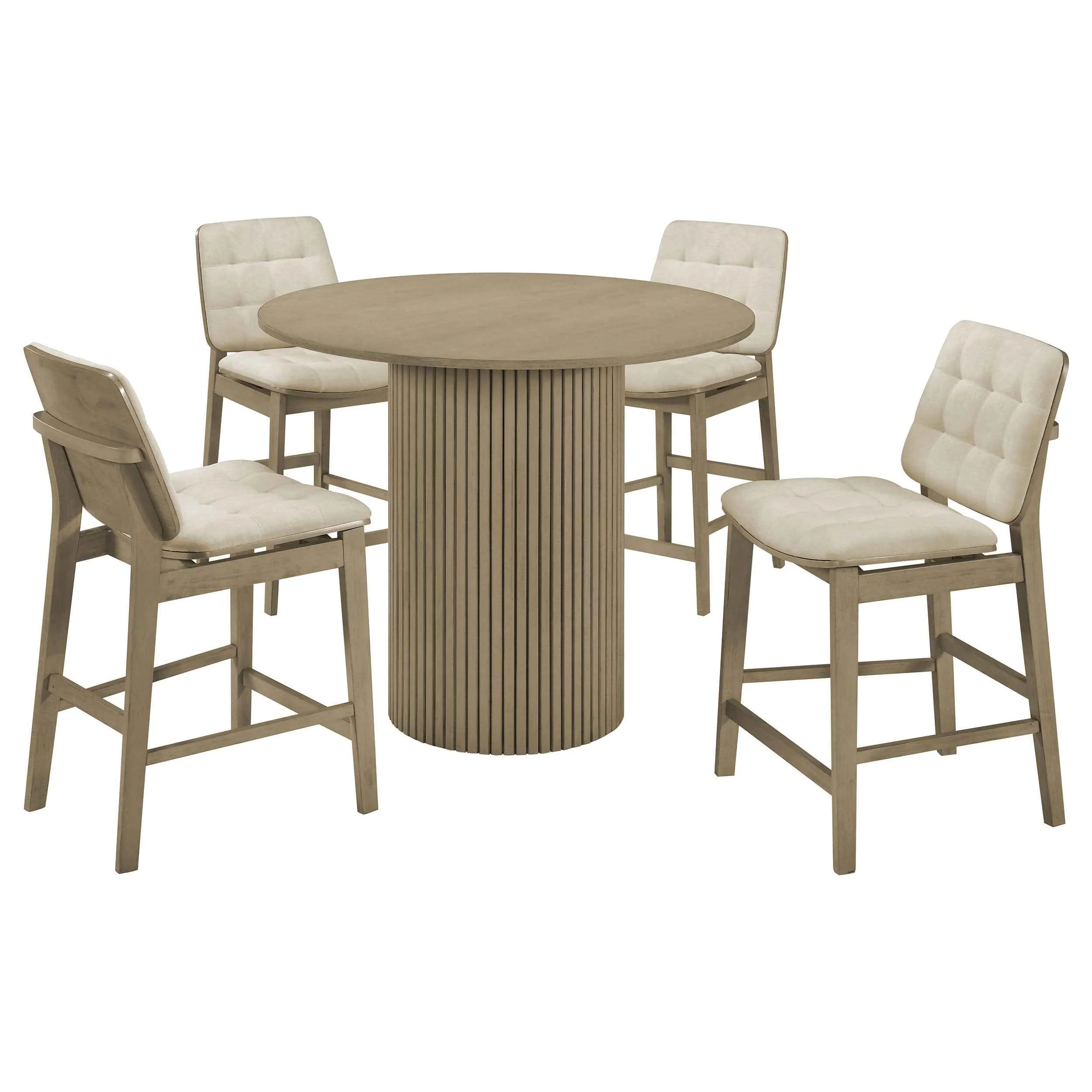 Hamlyn Cream/Natural Oak 5-piece Round Wood Counter Height Dining Set