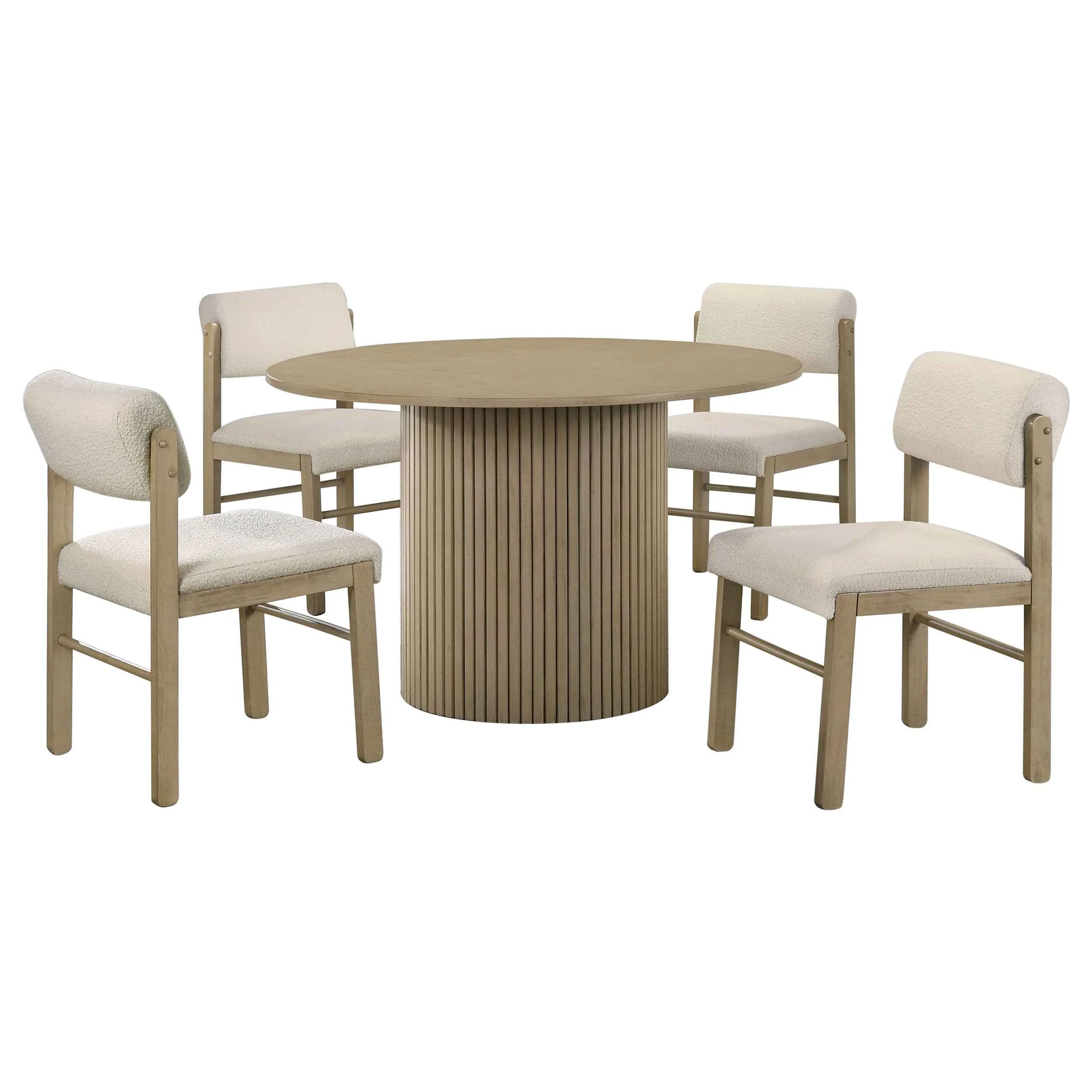 Hamlyn Cream/Natural Oak 5-piece Round Wood Dining Set
