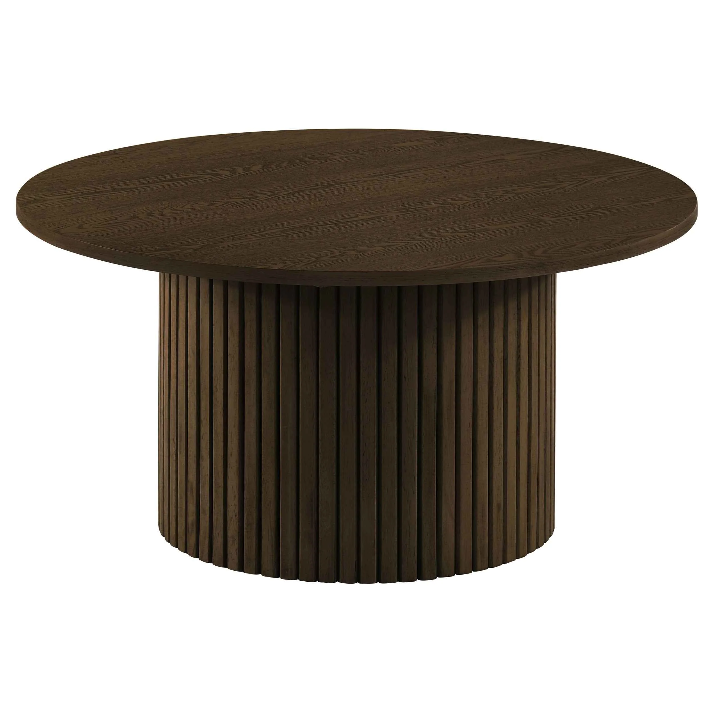 Hamlyn Walnut Round Fluted Occasional Cocktail Coffee Table - Image 2