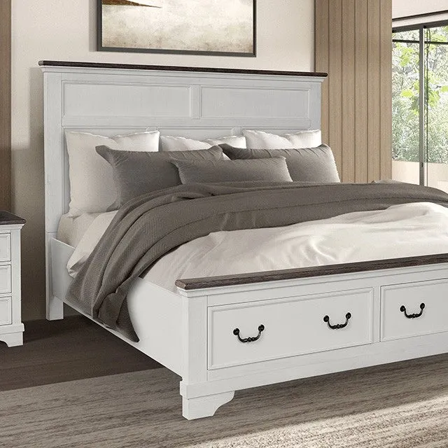 Hampstead White/Dark Brown 5-Piece Queen Bedroom Set - Image 2
