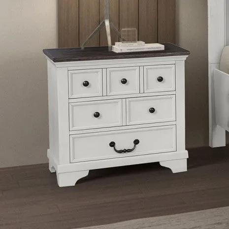 Hampstead White/Dark Brown 5-Piece Queen Bedroom Set - Image 3