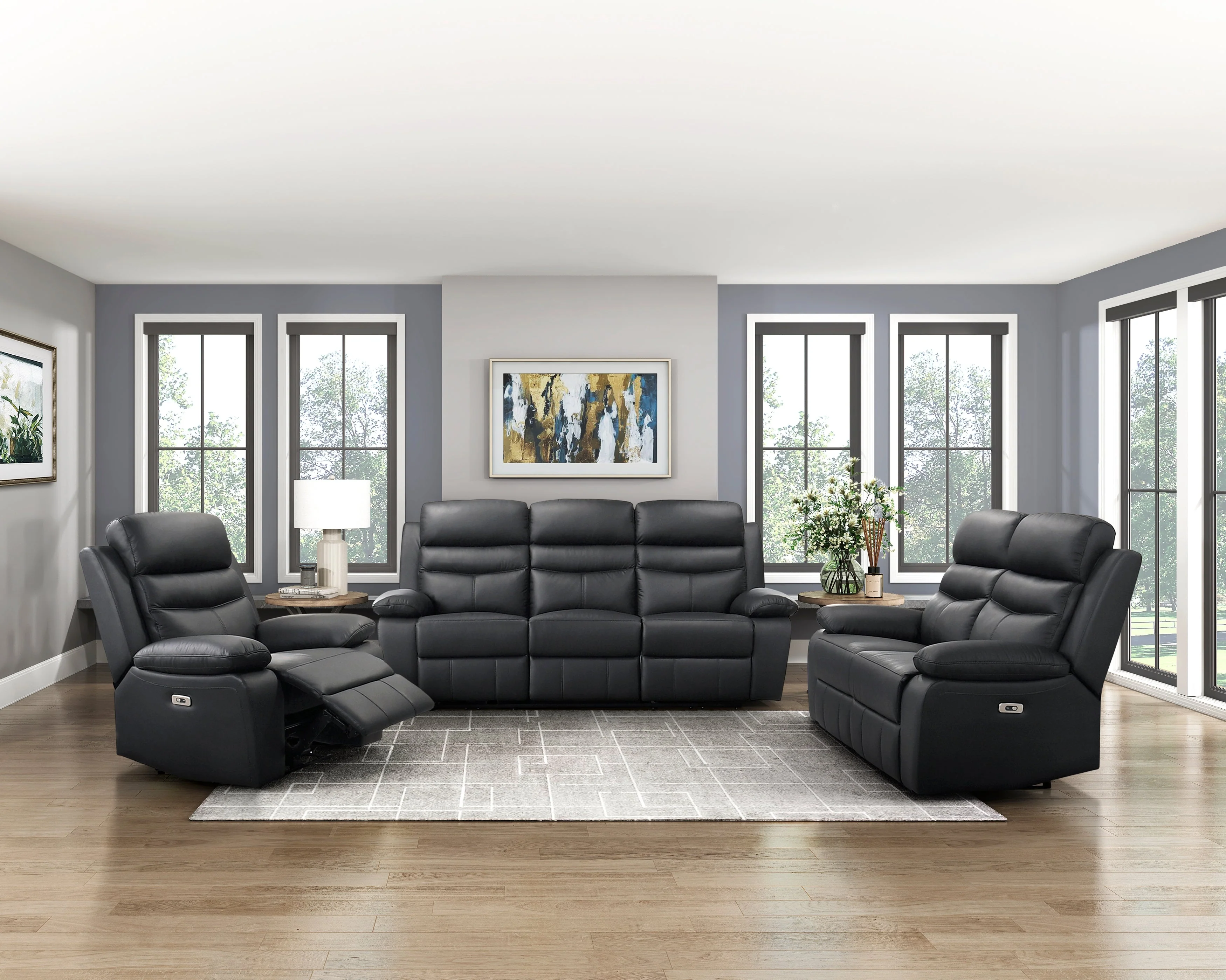 Hancock Black Leather Power Reclining Chair - Image 2