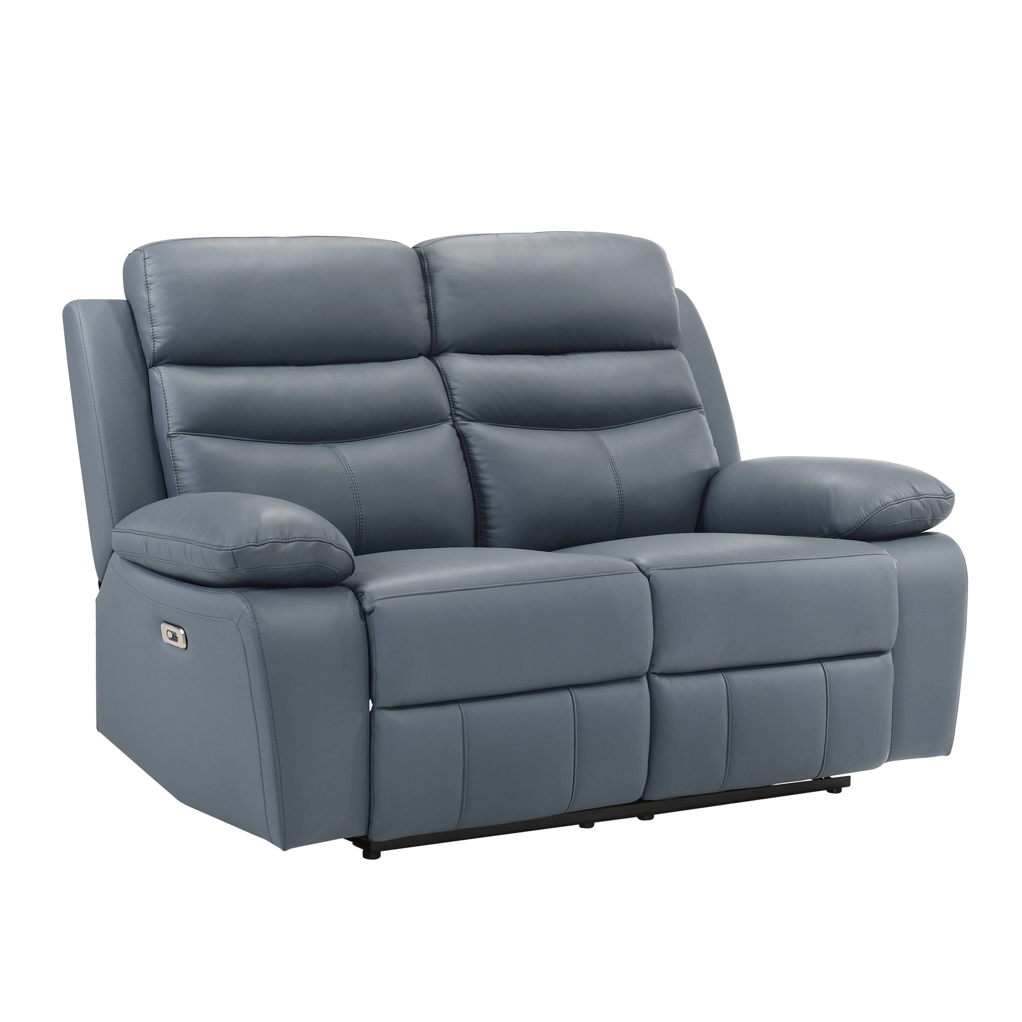 Hancock Blue Leather Power Double Reclining Loveseat - Image 3