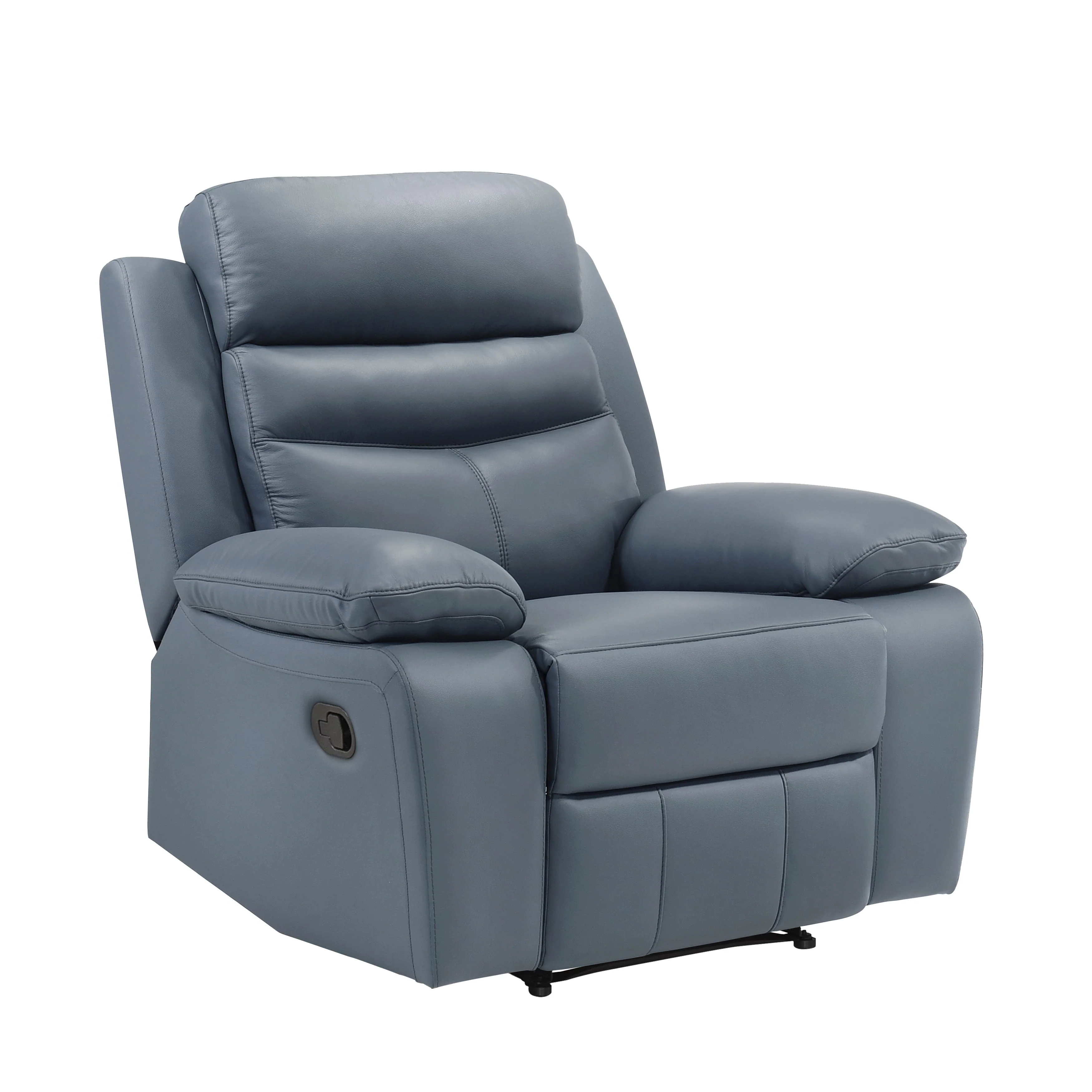 Hancock Blue Leather Reclining Chair - Image 2