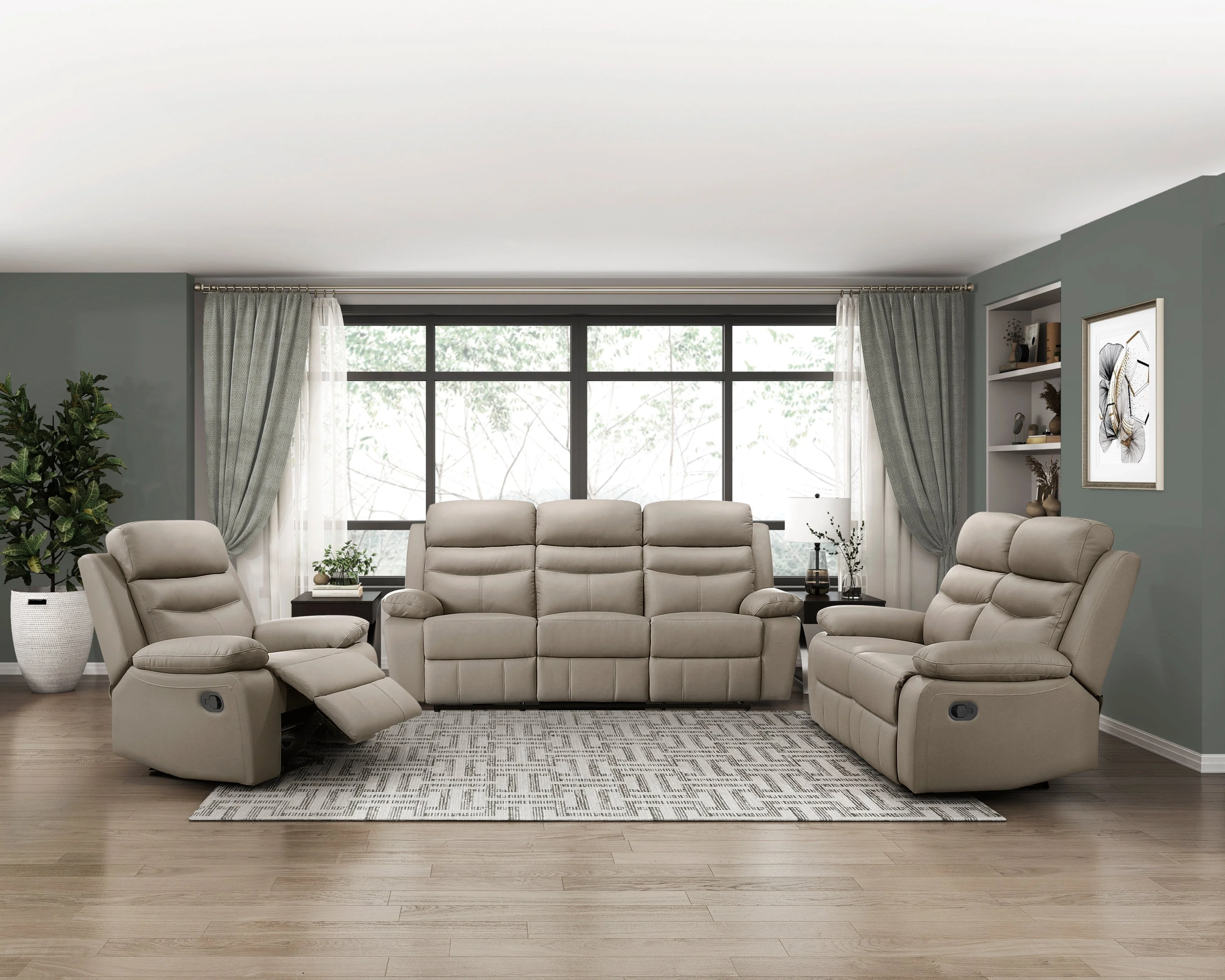 Hancock Latte Leather Double Reclining Sofa - Image 6