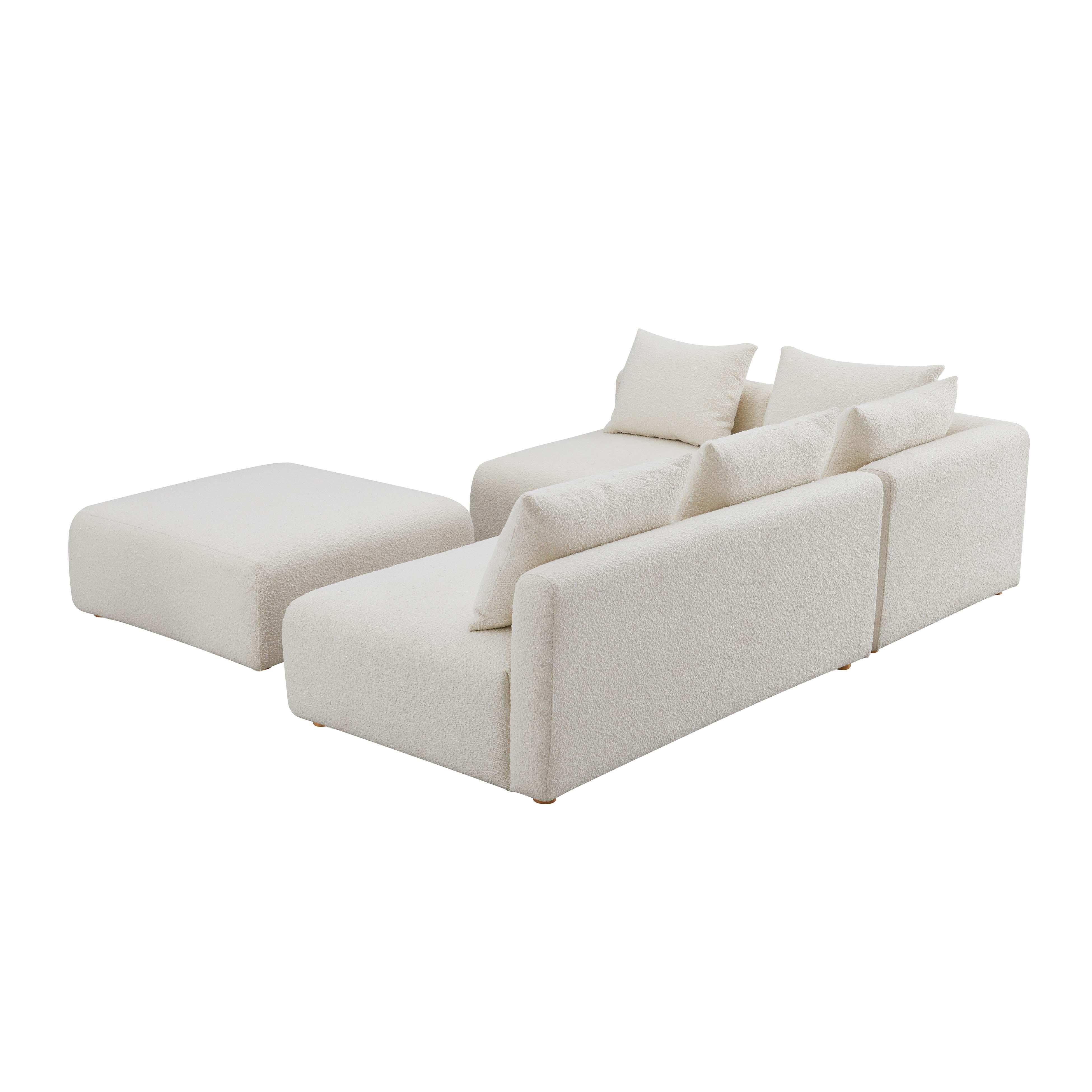 Hangover Cream Boucle 4-Piece Modular Chaise Sectional - Image 5