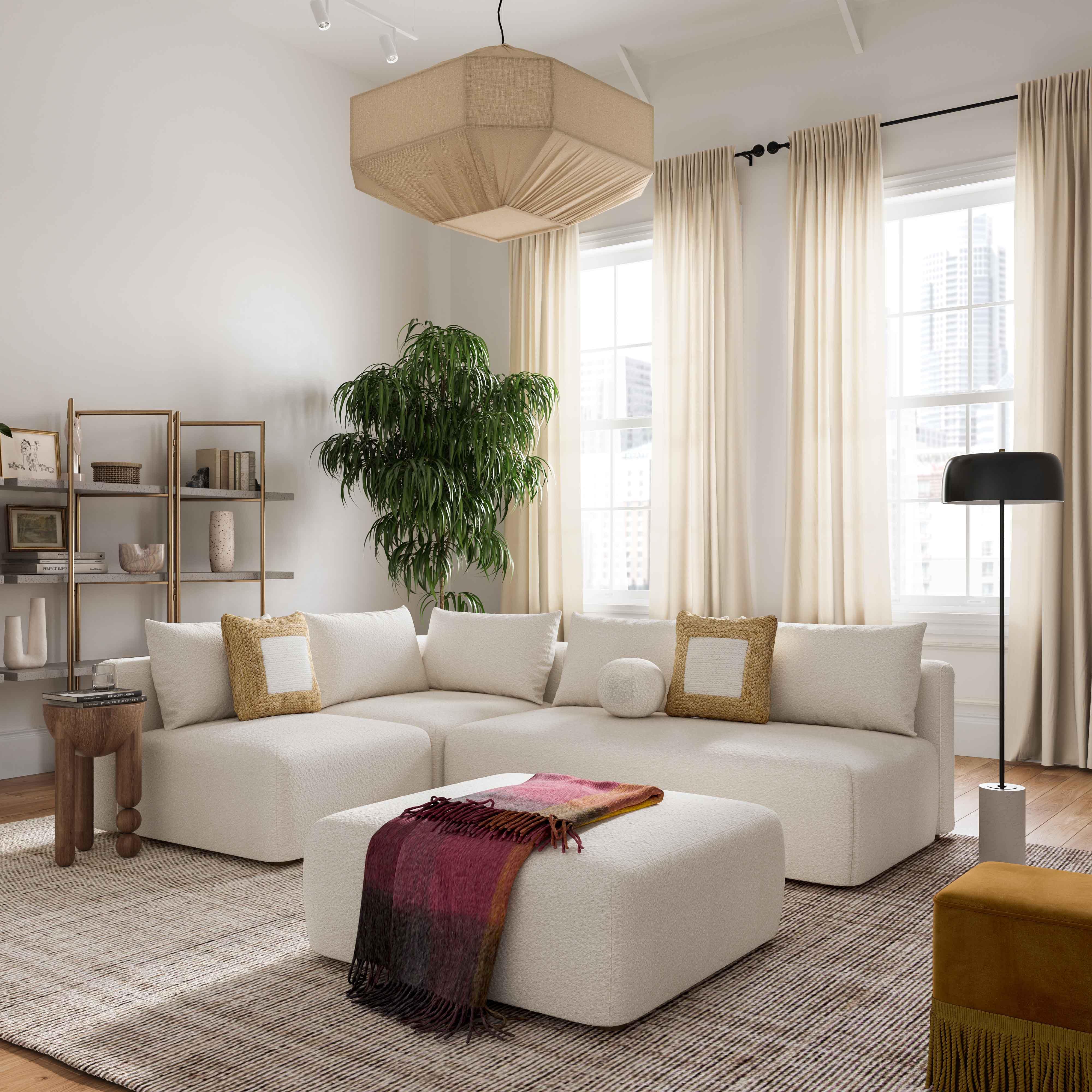 Hangover Cream Boucle Ottoman - Image 2