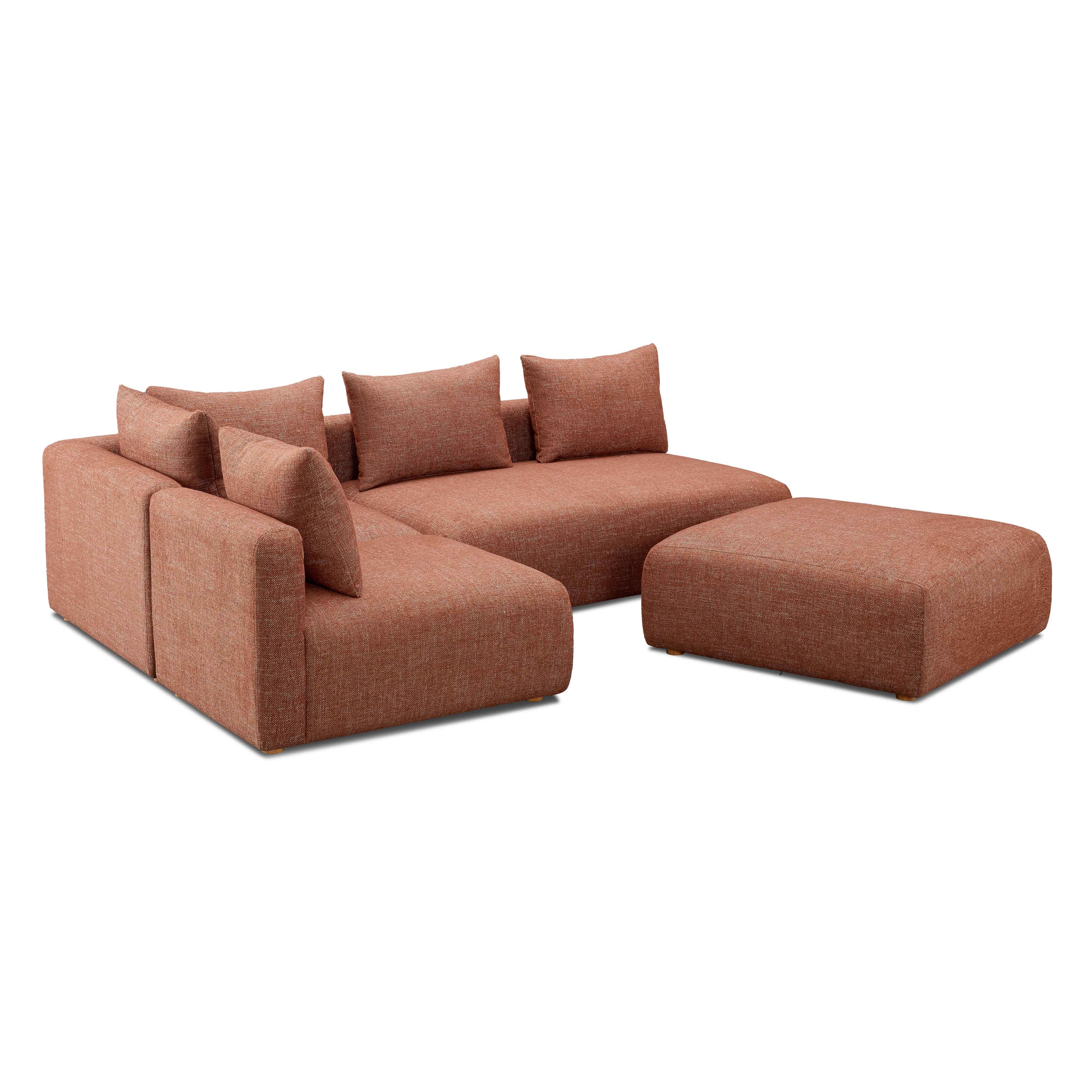 Hangover Heavy Textured Fabric 4-Piece Modular Chaise Sectional - Image 10